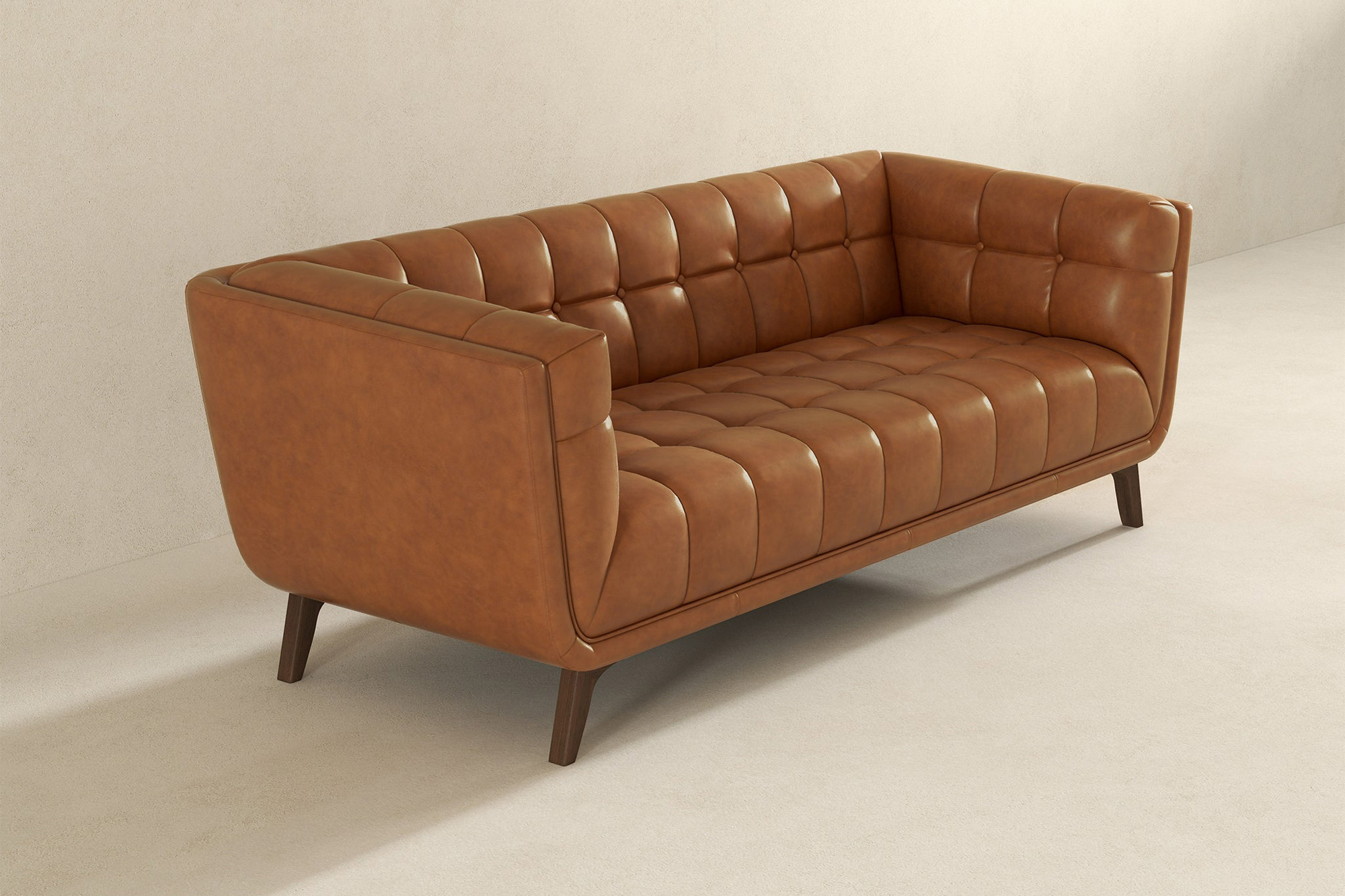 Ashcroft Addison Large Leather Sofa - Brown