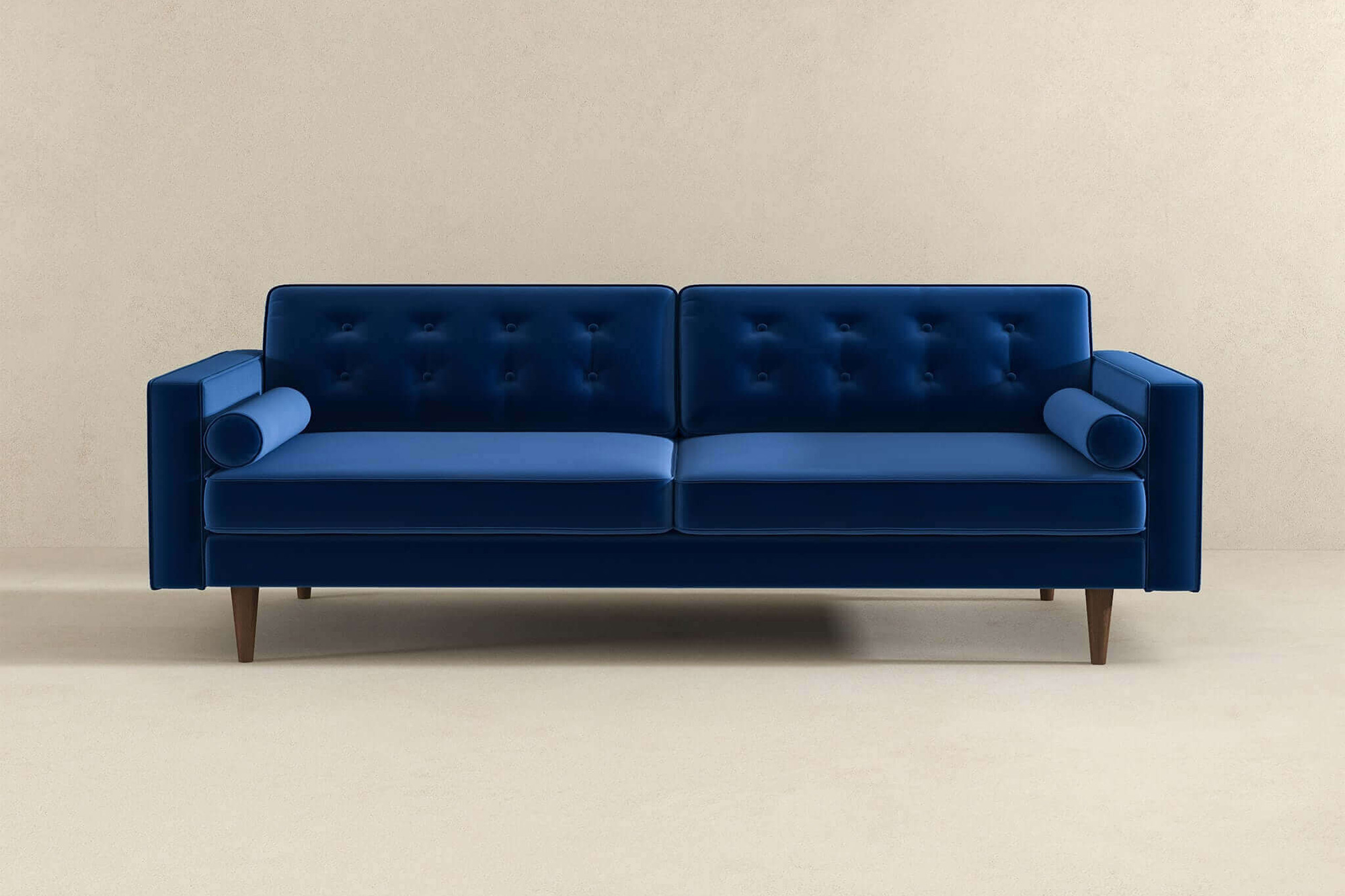 Ashcroft Casey Mid-Century Modern Velvet Sofa - Blue