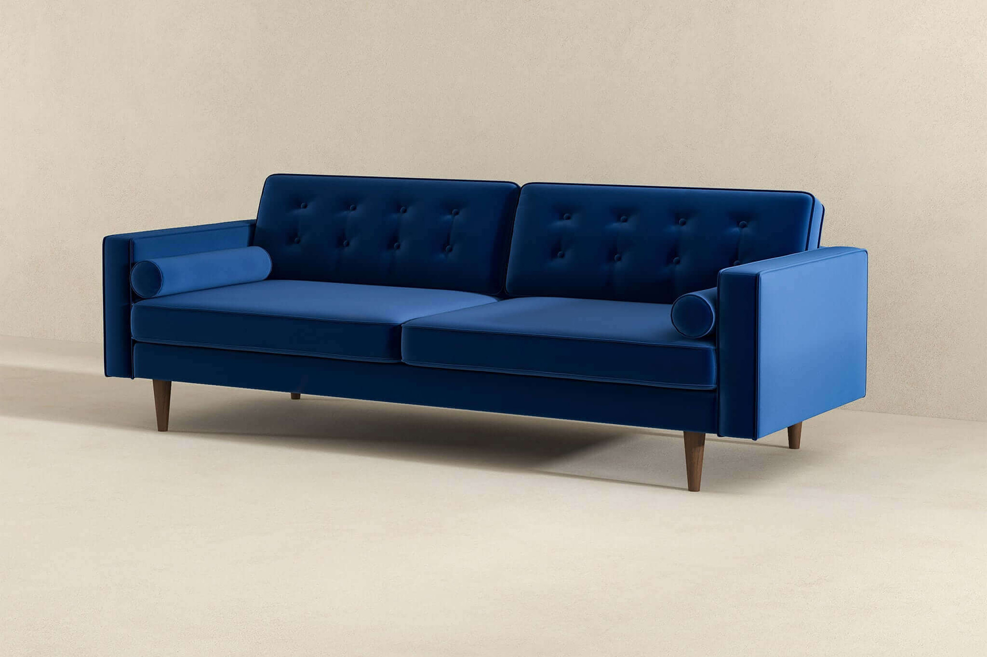 Ashcroft Casey Mid-Century Modern Velvet Sofa - Blue