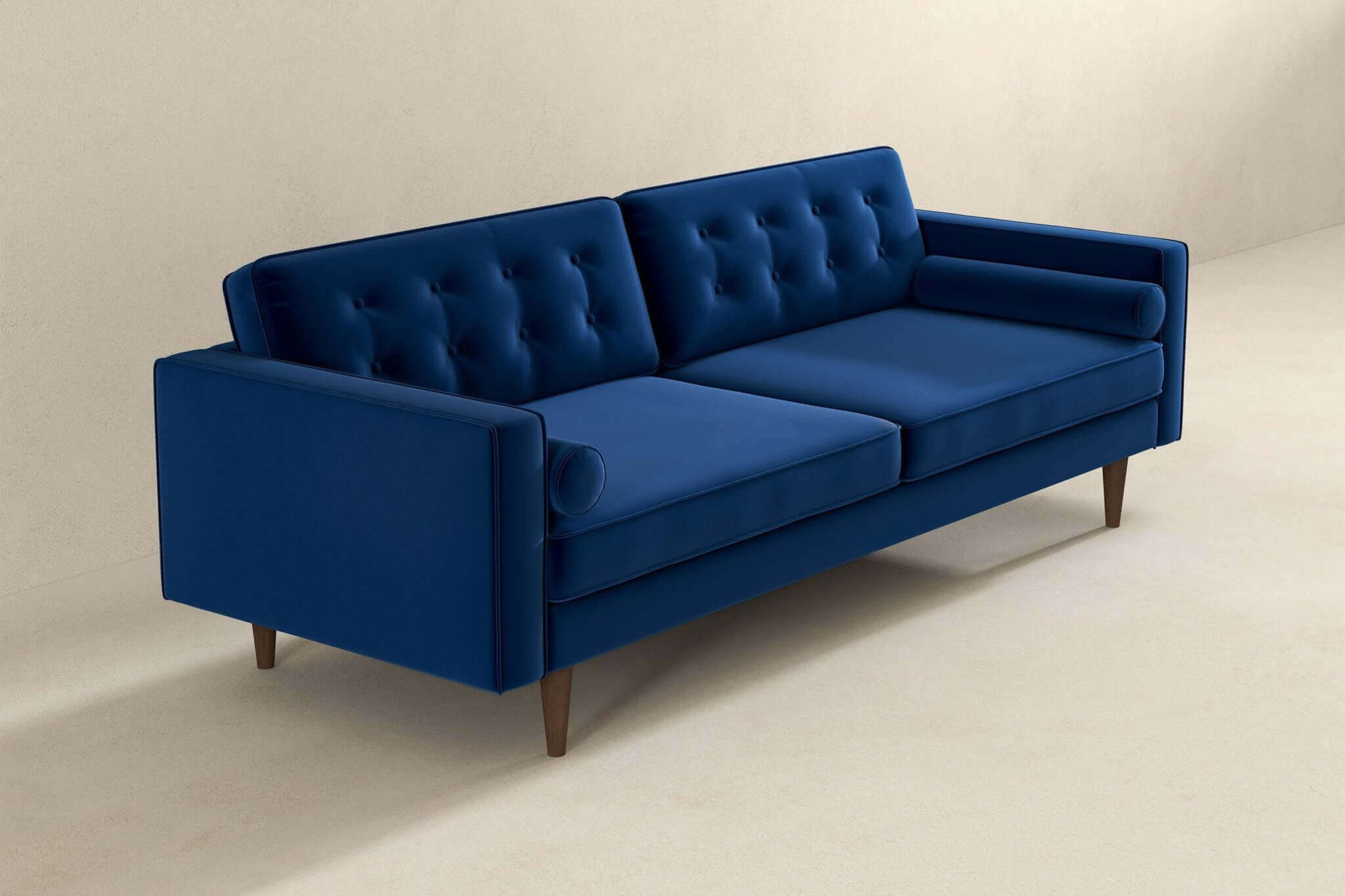 Ashcroft Casey Mid-Century Modern Velvet Sofa - Blue