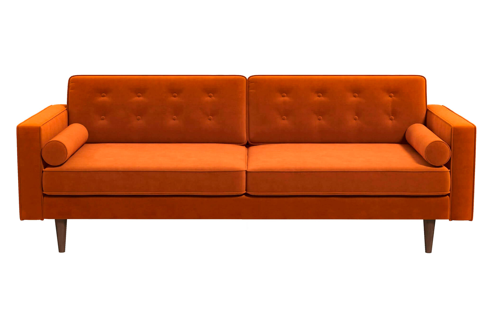 Ashcroft Casey Mid-Century Modern Velvet Sofa - Burnt Orange