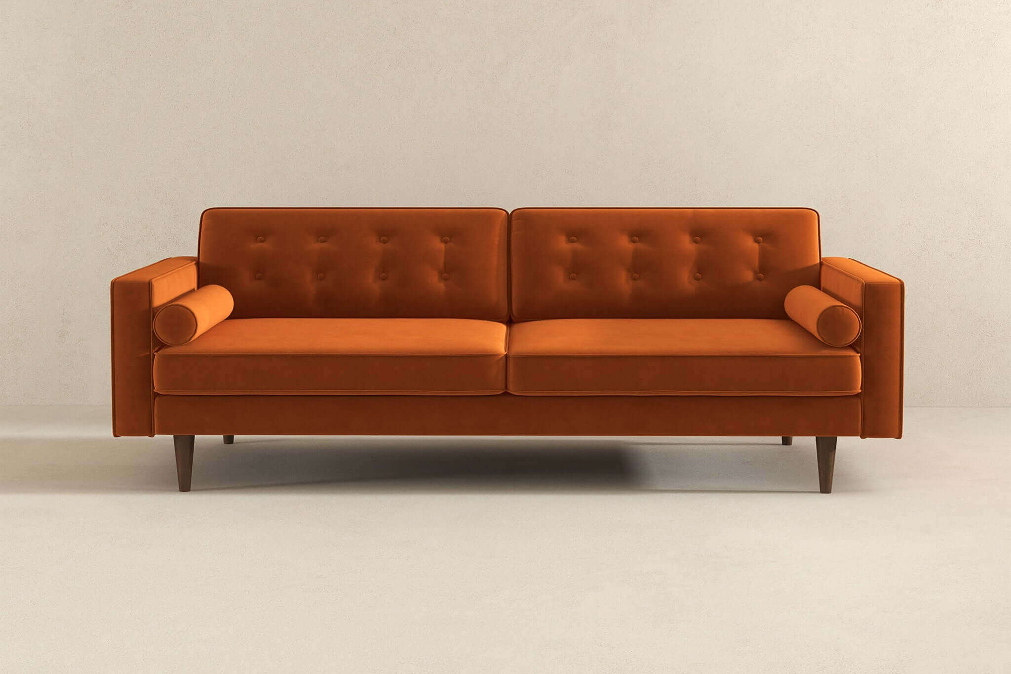 Ashcroft Casey Mid-Century Modern Velvet Sofa - Burnt Orange