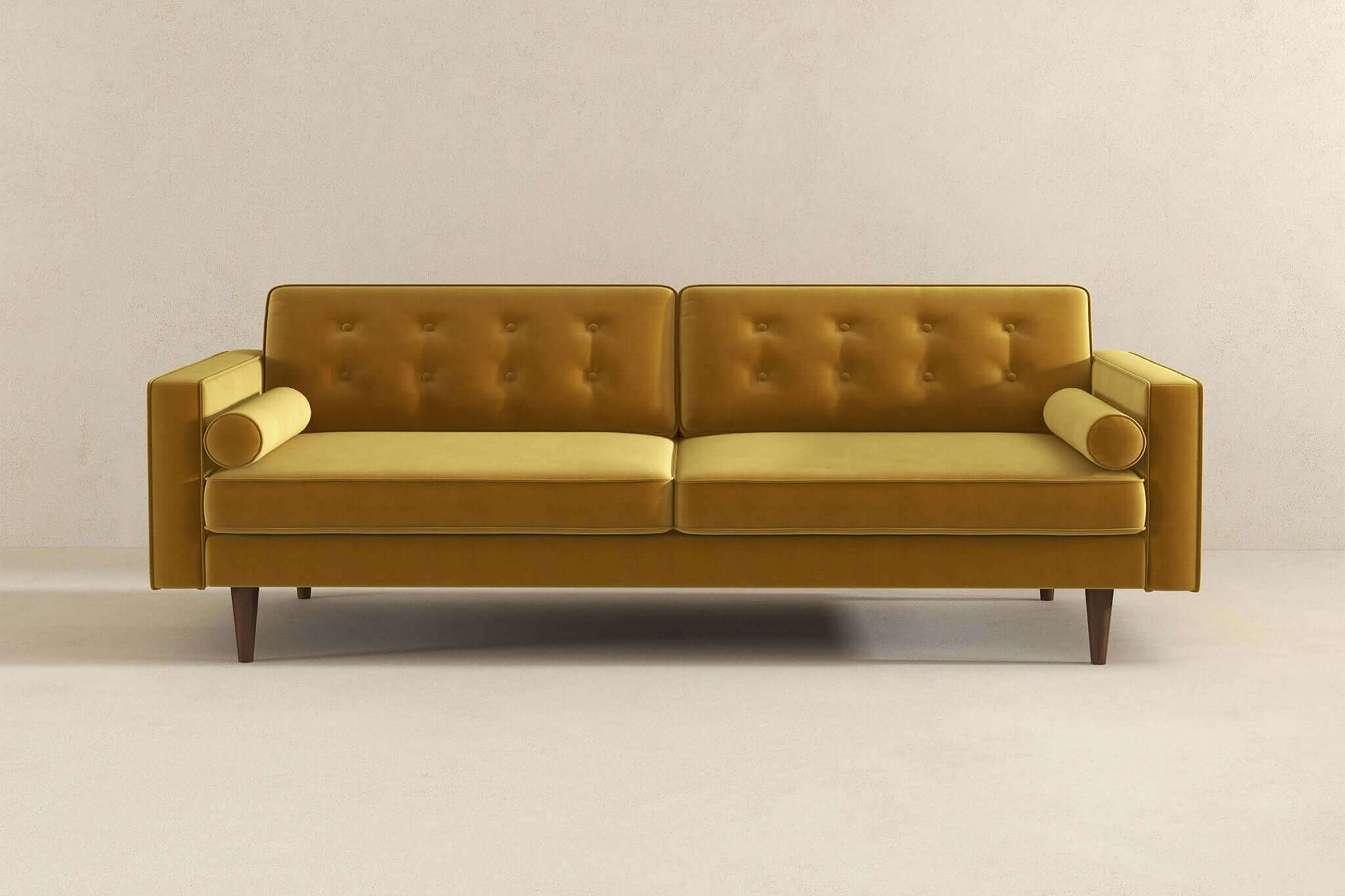 Ashcroft Casey Mid-Century Modern Velvet Sofa - Gold