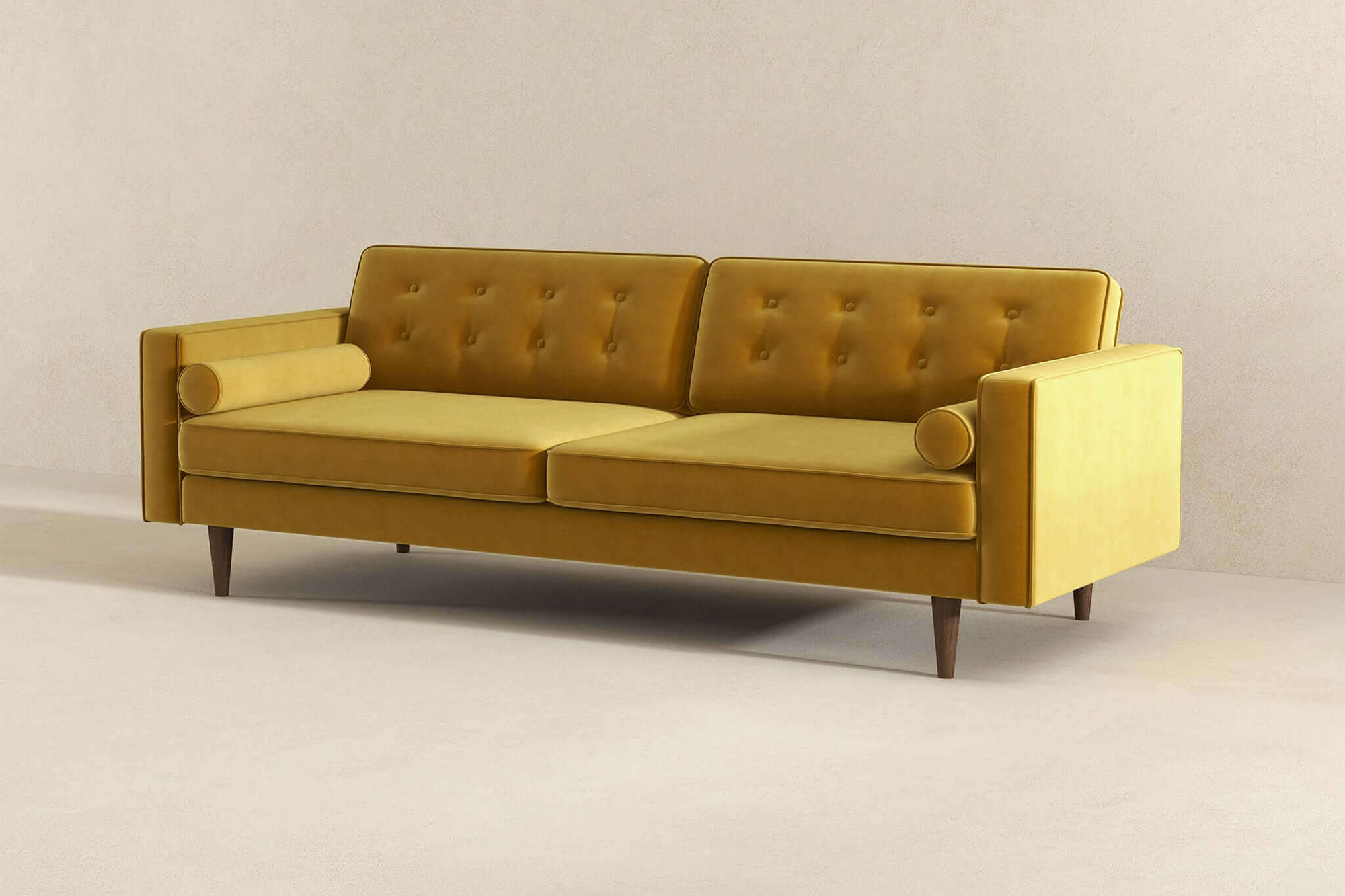 Ashcroft Casey Mid-Century Modern Velvet Sofa - Gold