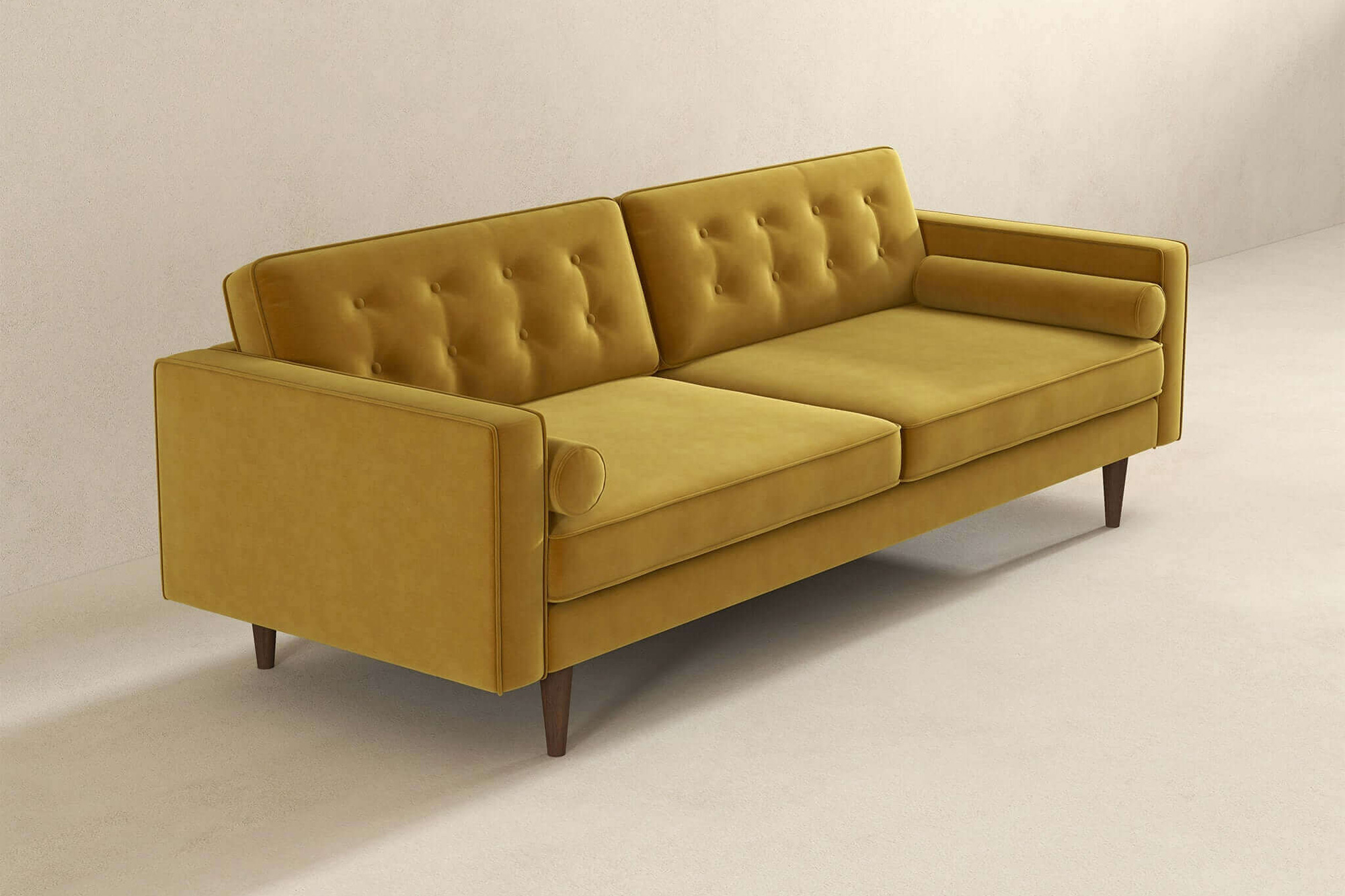 Ashcroft Casey Mid-Century Modern Velvet Sofa - Gold