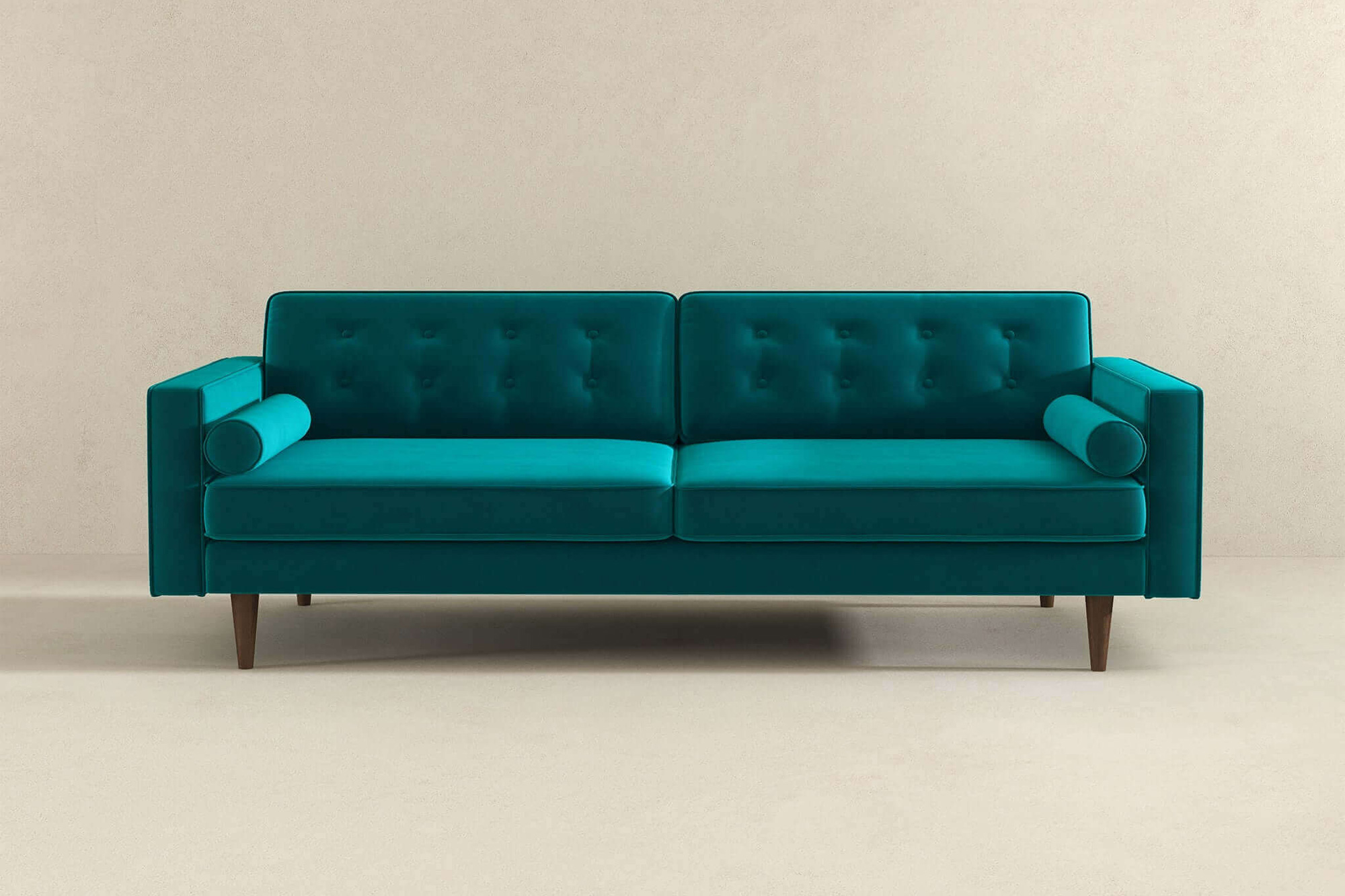 Ashcroft Casey Mid-Century Modern Velvet Sofa - Teal