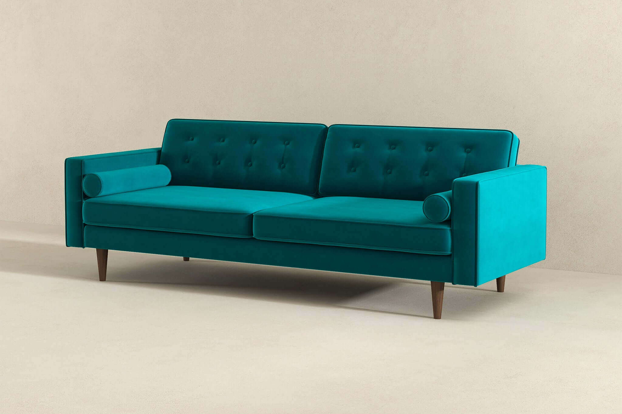 Ashcroft Casey Mid-Century Modern Velvet Sofa - Teal