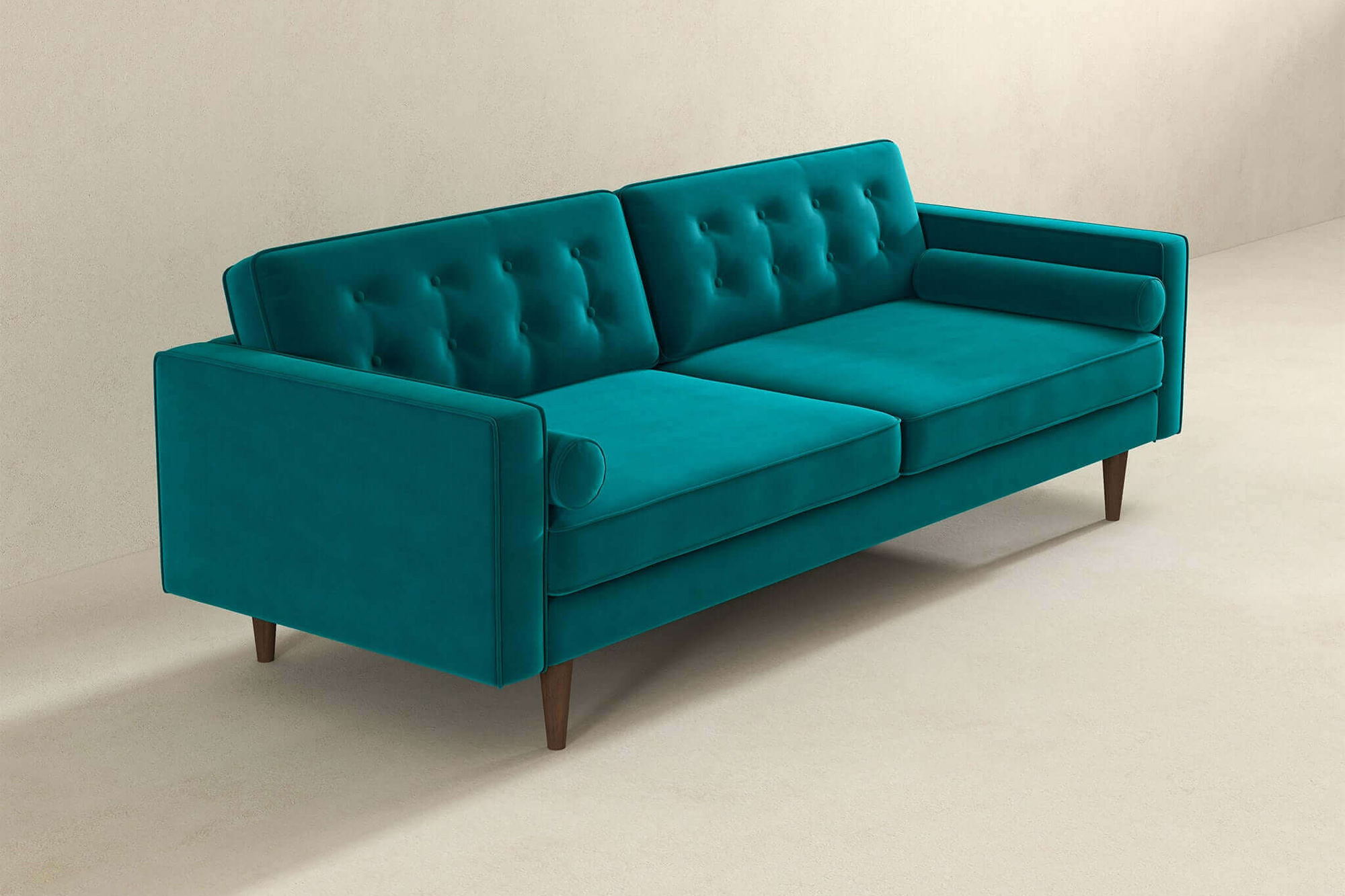 Ashcroft Casey Mid-Century Modern Velvet Sofa - Teal