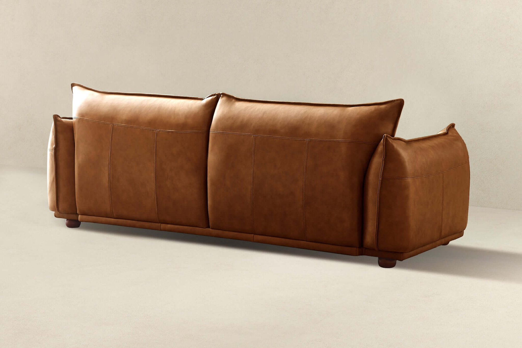 Ashcroft Emma Mid-Century Modern Luxury Leather Sofa - Cognac