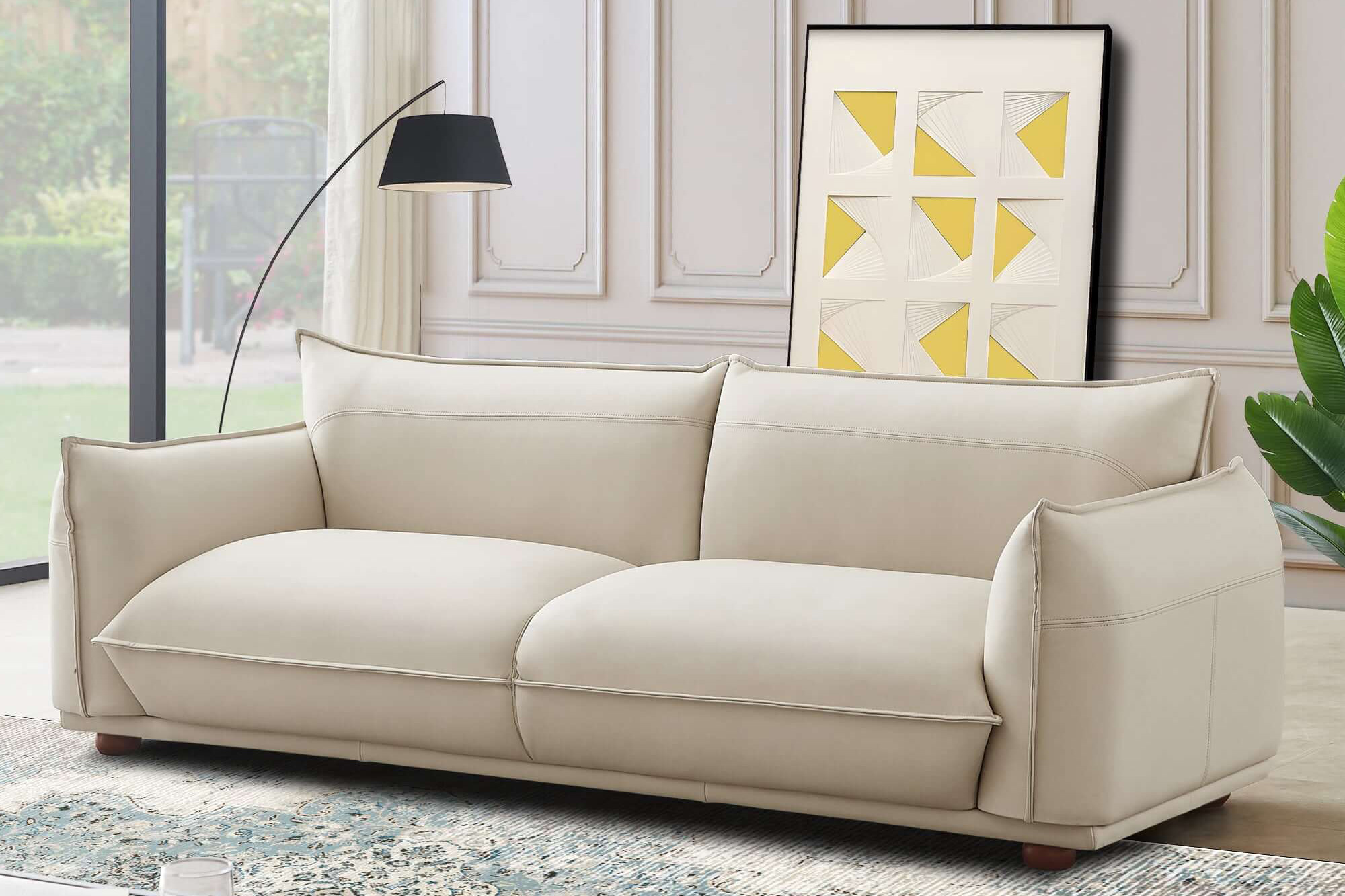 Ashcroft - Emma Mid-Century Modern Luxury Leather Sofa