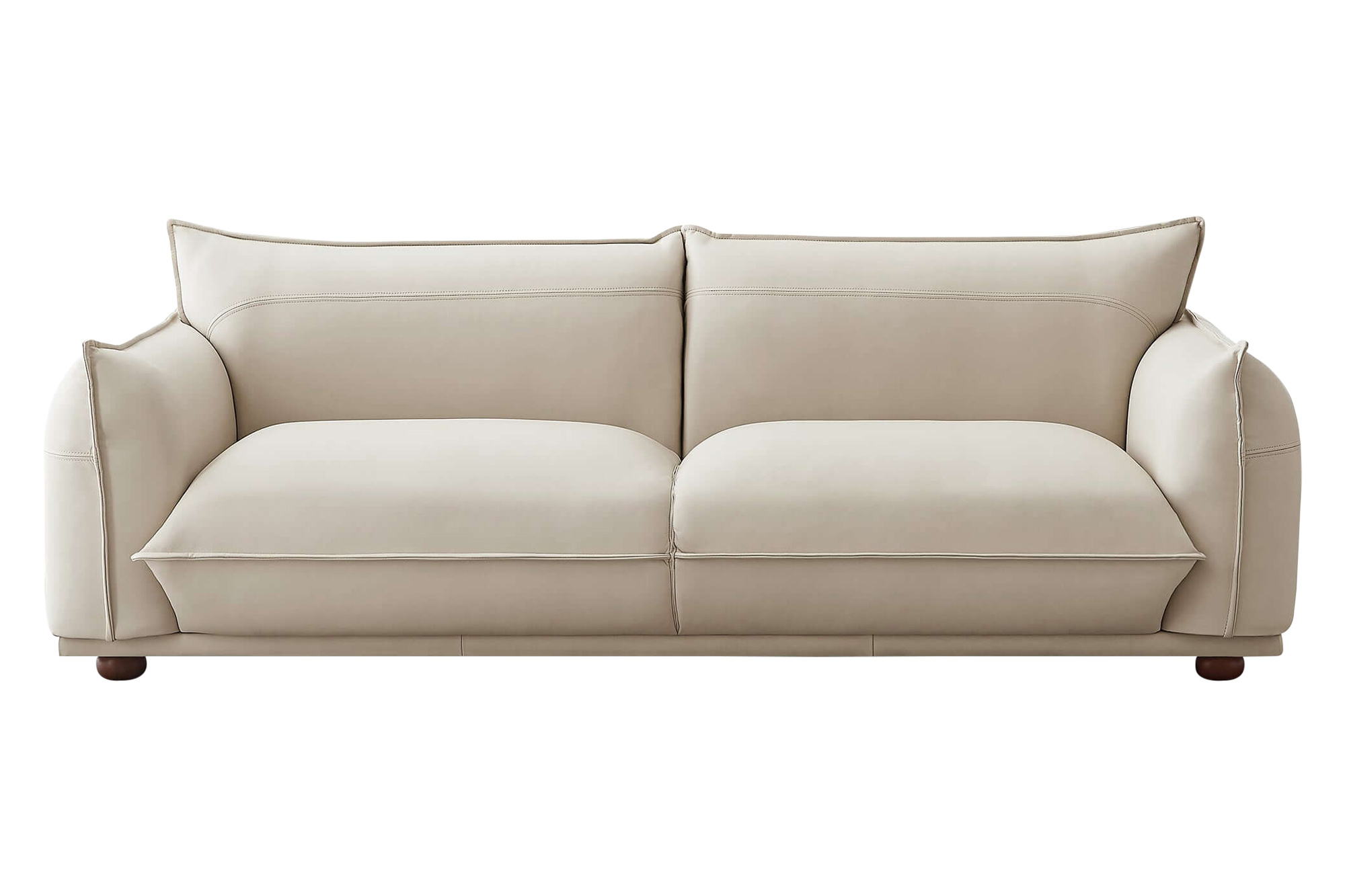 Ashcroft Emma Mid-Century Modern Luxury Leather Sofa - Cream