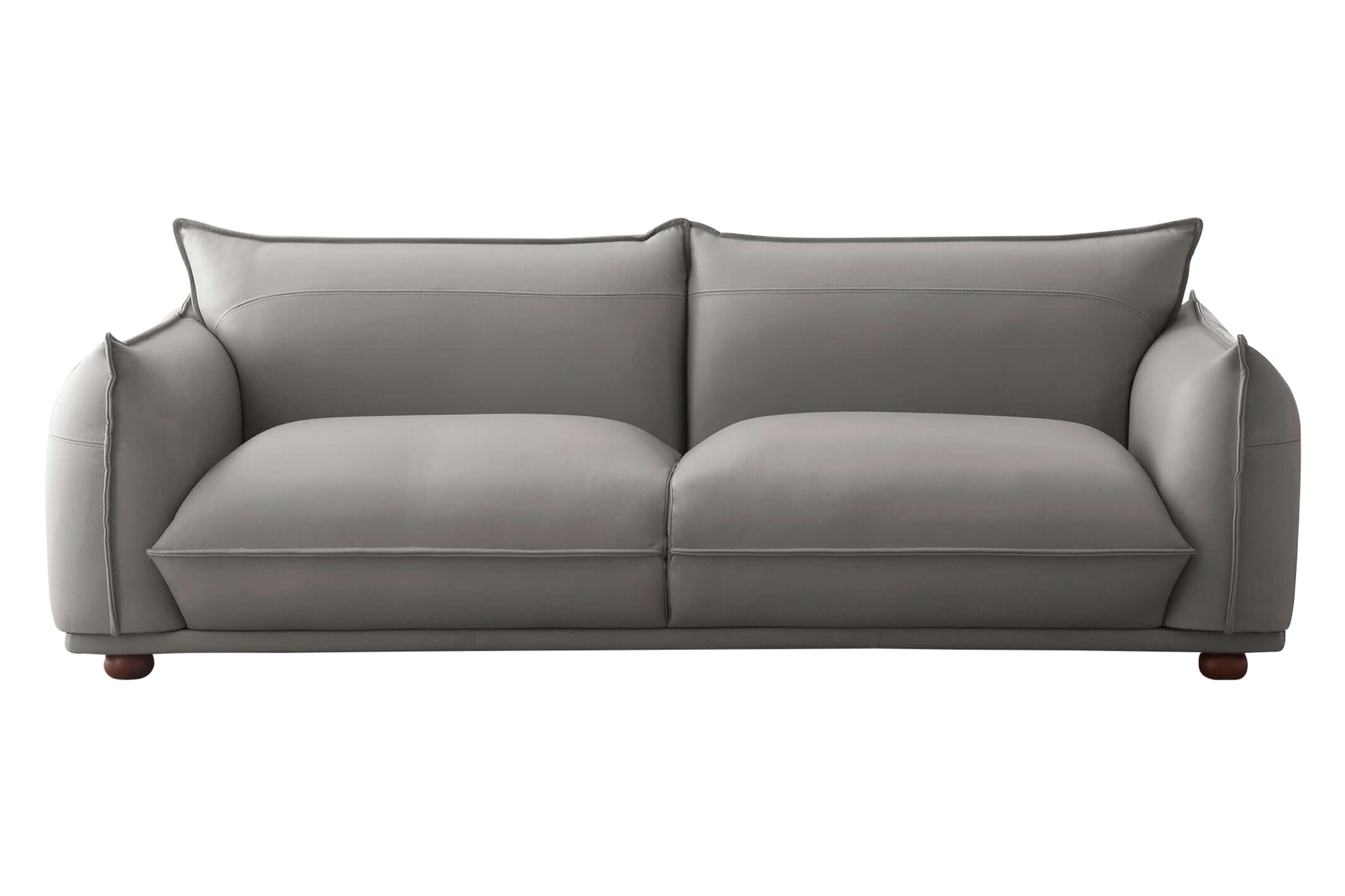 Ashcroft Emma Mid-Century Modern Luxury Leather Sofa - Gray