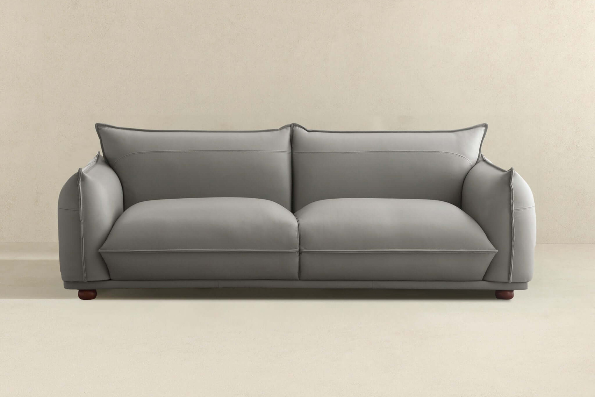 Ashcroft Emma Mid-Century Modern Luxury Leather Sofa - Gray