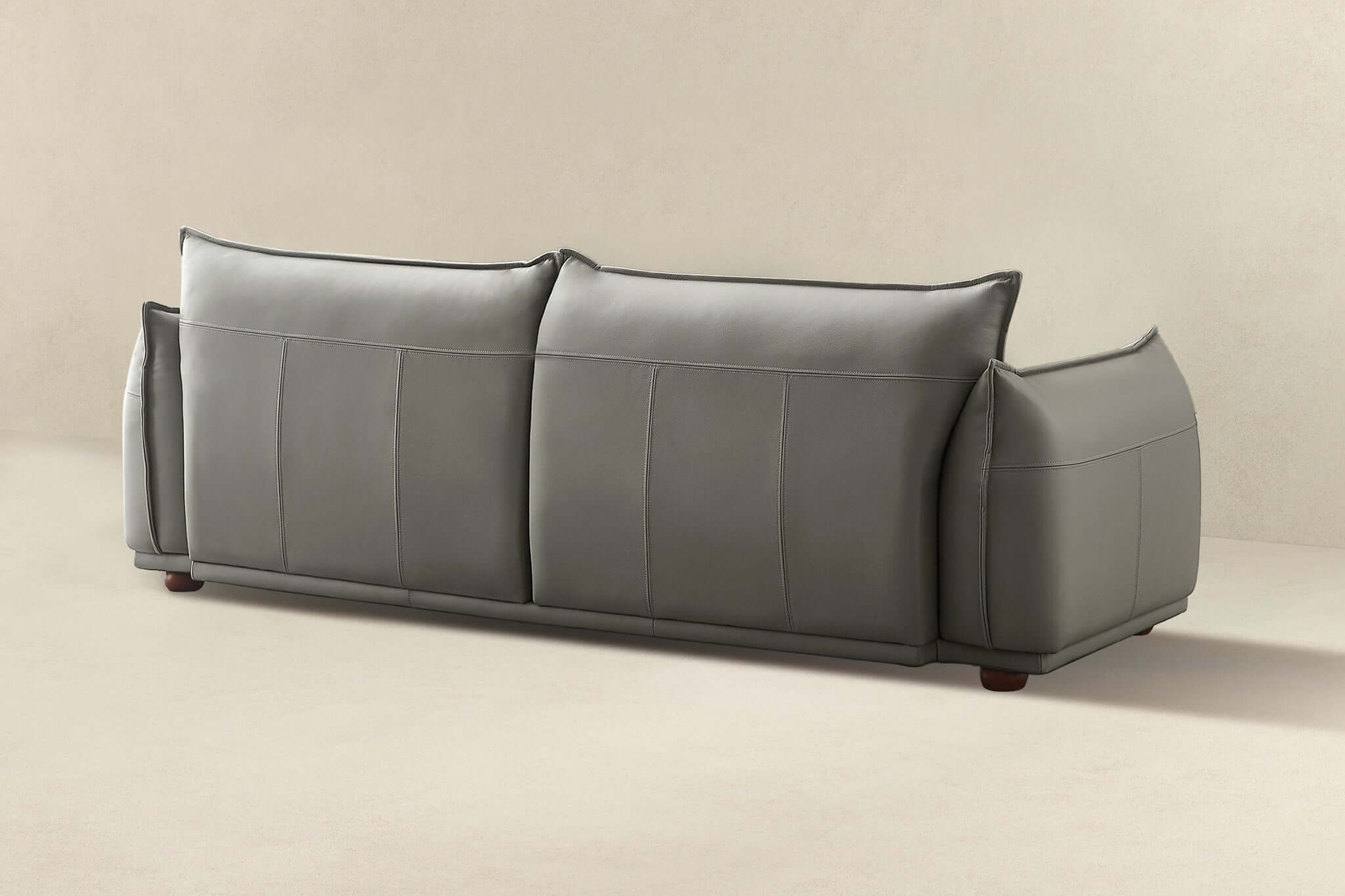 Ashcroft Emma Mid-Century Modern Luxury Leather Sofa - Gray