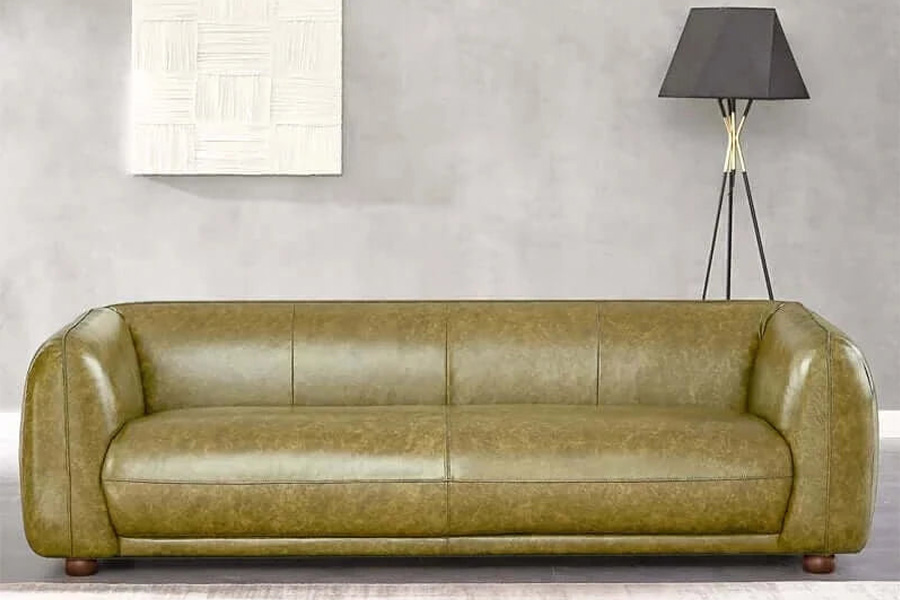 Ashcroft Marlon Luxury Italian Leather Sofa - Green