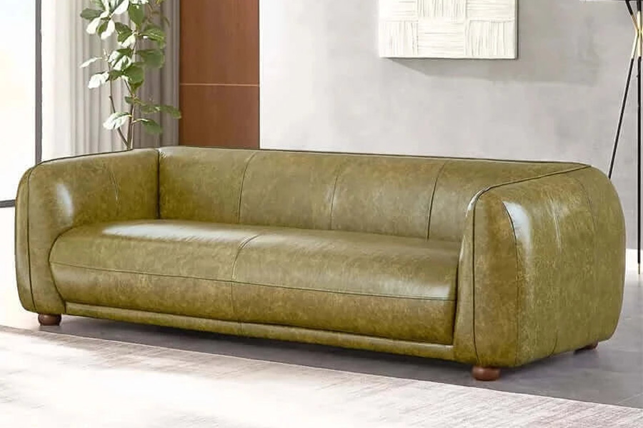 Ashcroft Marlon Luxury Italian Leather Sofa - Green