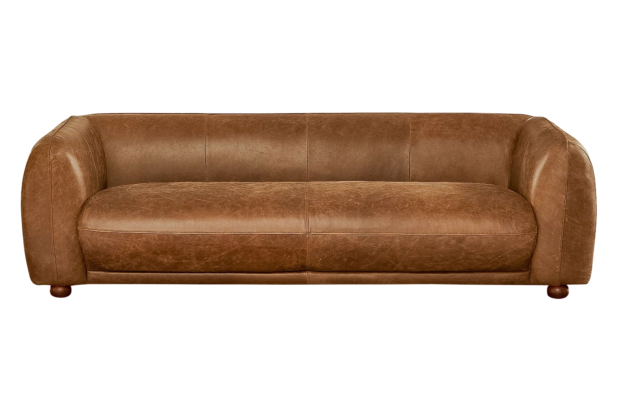 Ashcroft Marlon Luxury Italian Leather Sofa - Brown