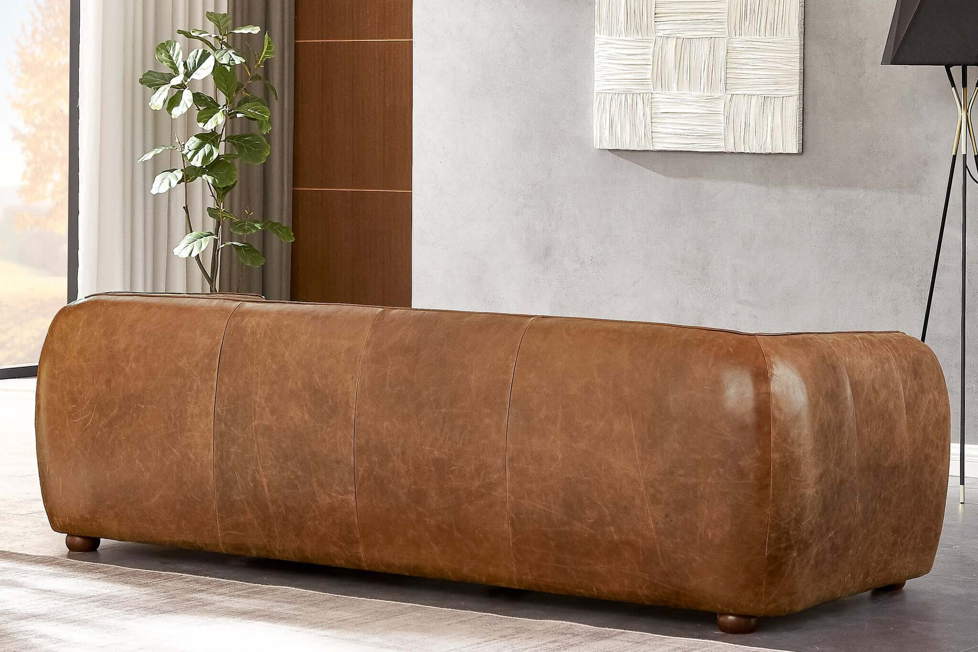 Ashcroft Marlon Luxury Italian Leather Sofa - Brown