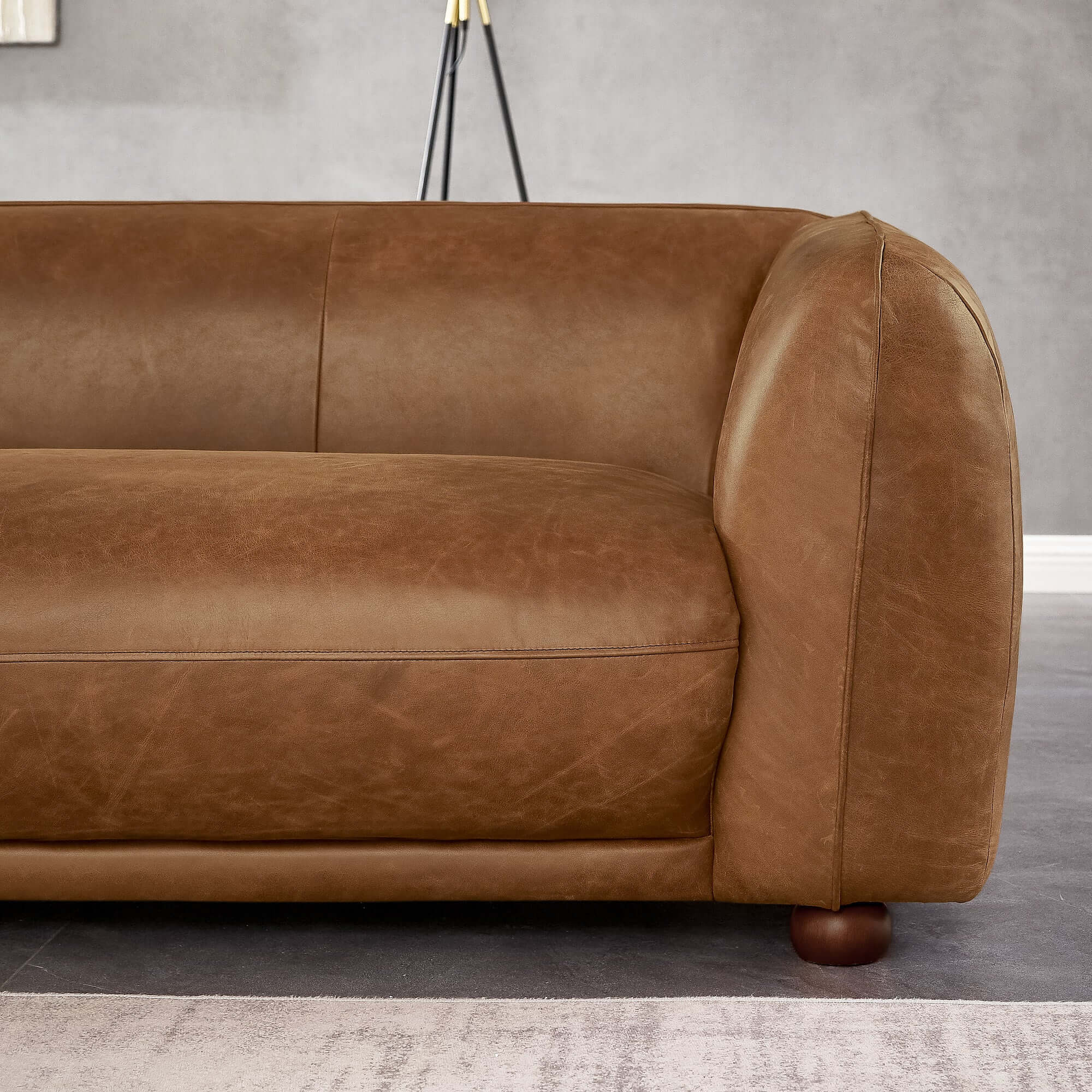 Ashcroft Marlon Luxury Italian Leather Sofa - Brown