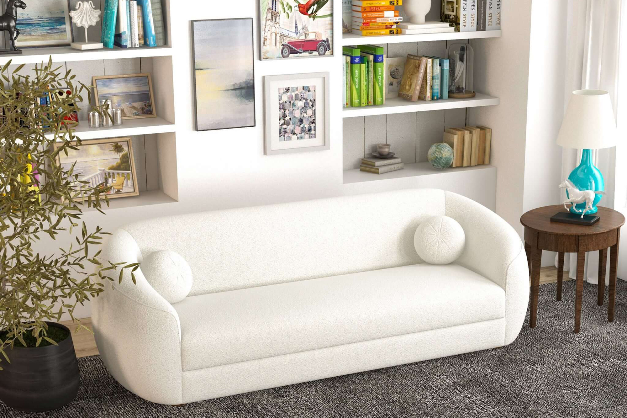 Ashcroft - Melinda Boucle Sofa in Cream