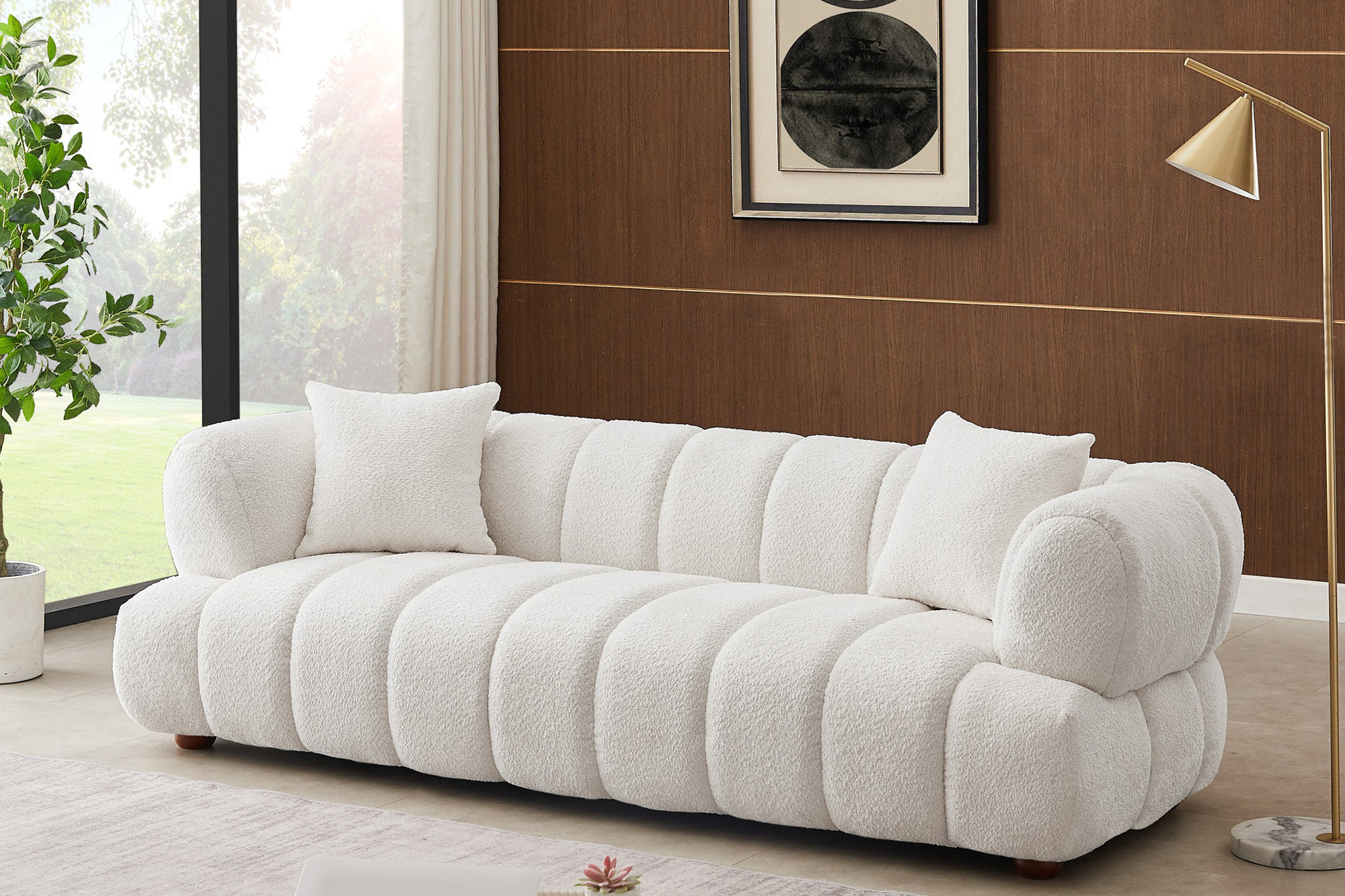 Ashcroft Jasmin 89.7" Upholstered Sofa - Cream