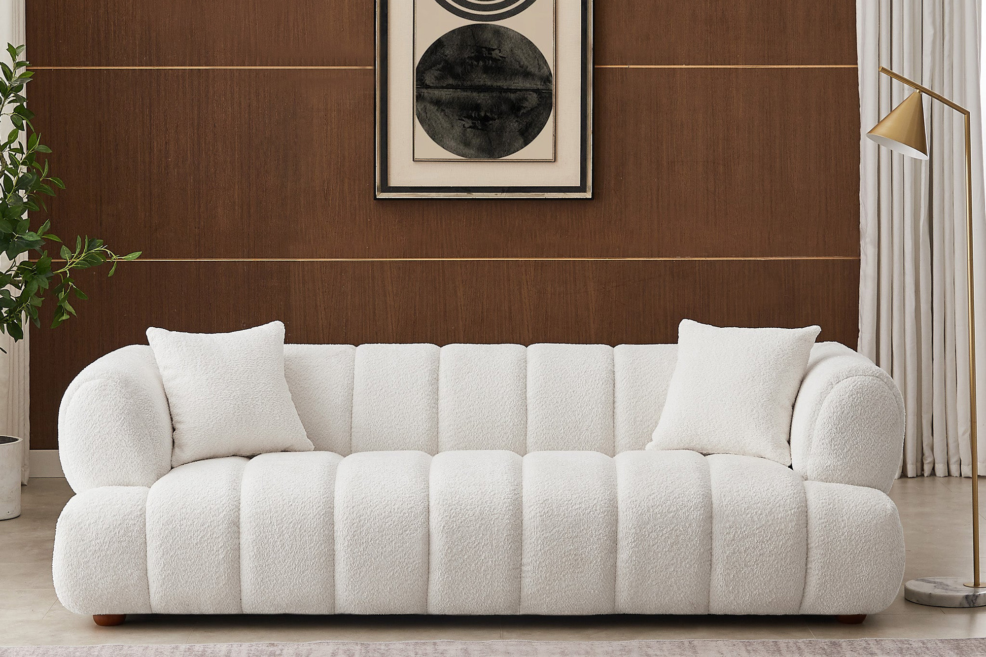 Ashcroft Jasmin 89.7" Upholstered Sofa - Cream