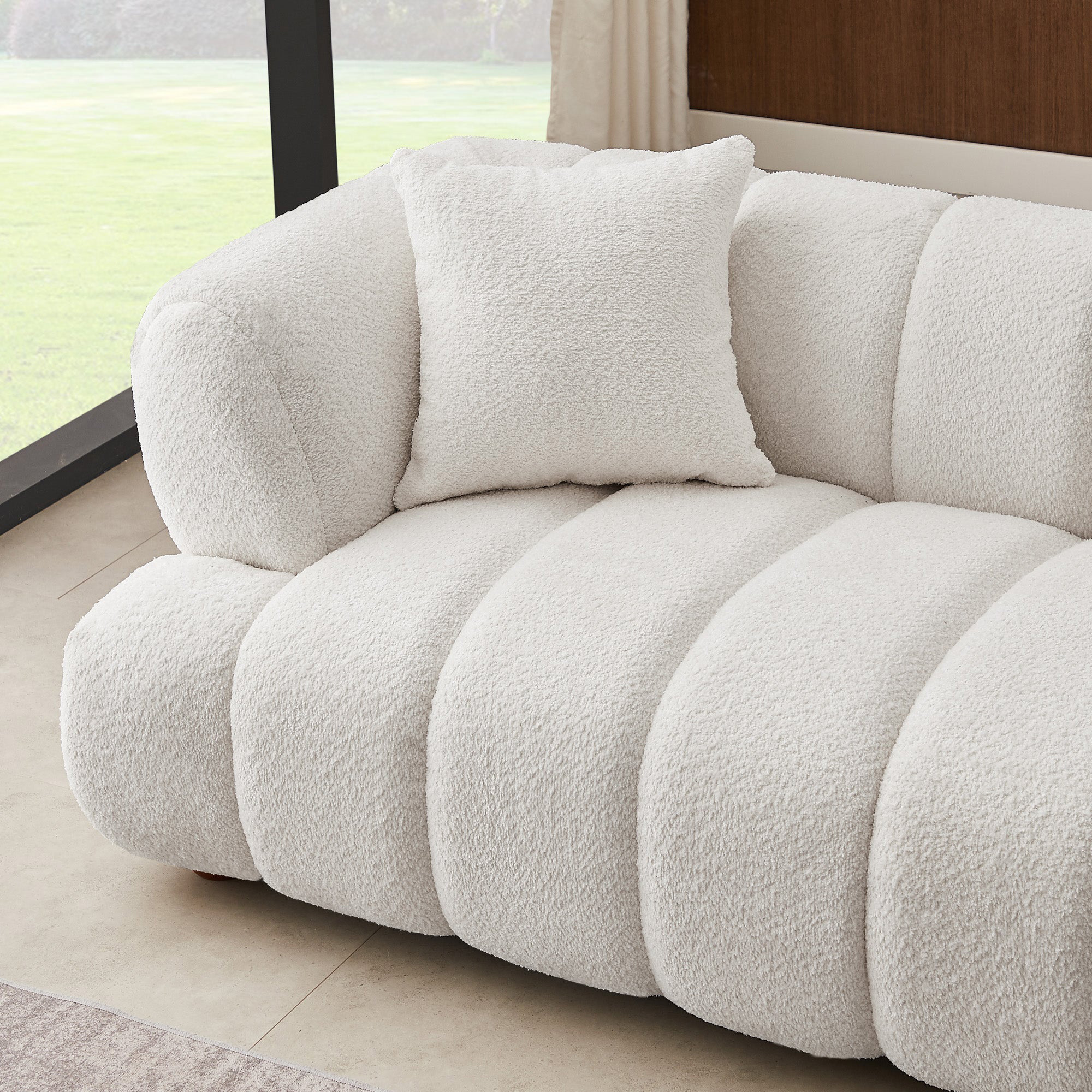 Ashcroft Jasmin 89.7" Upholstered Sofa - Cream