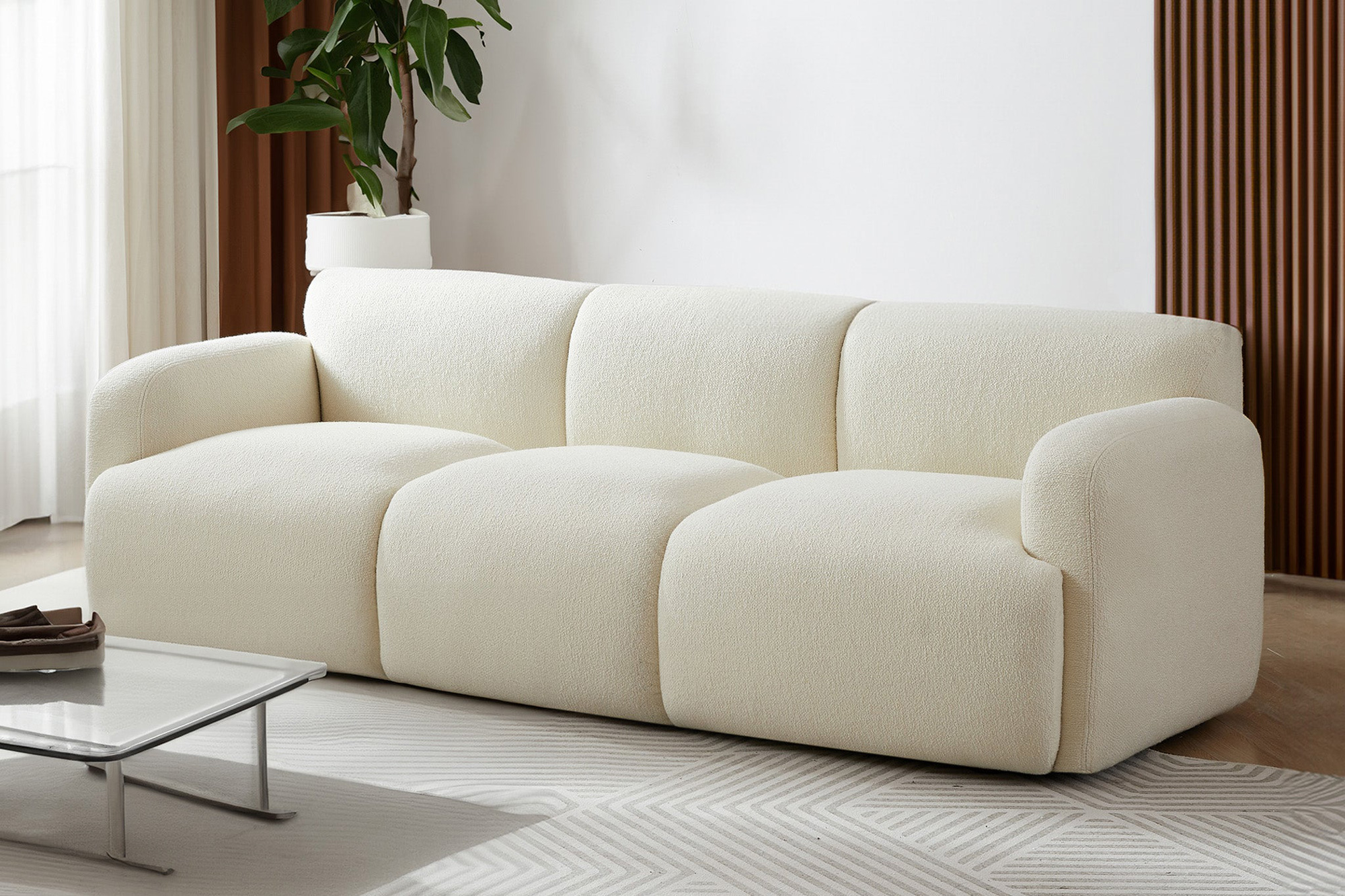 Ashcroft - Simone Boucle Sofa in Cream