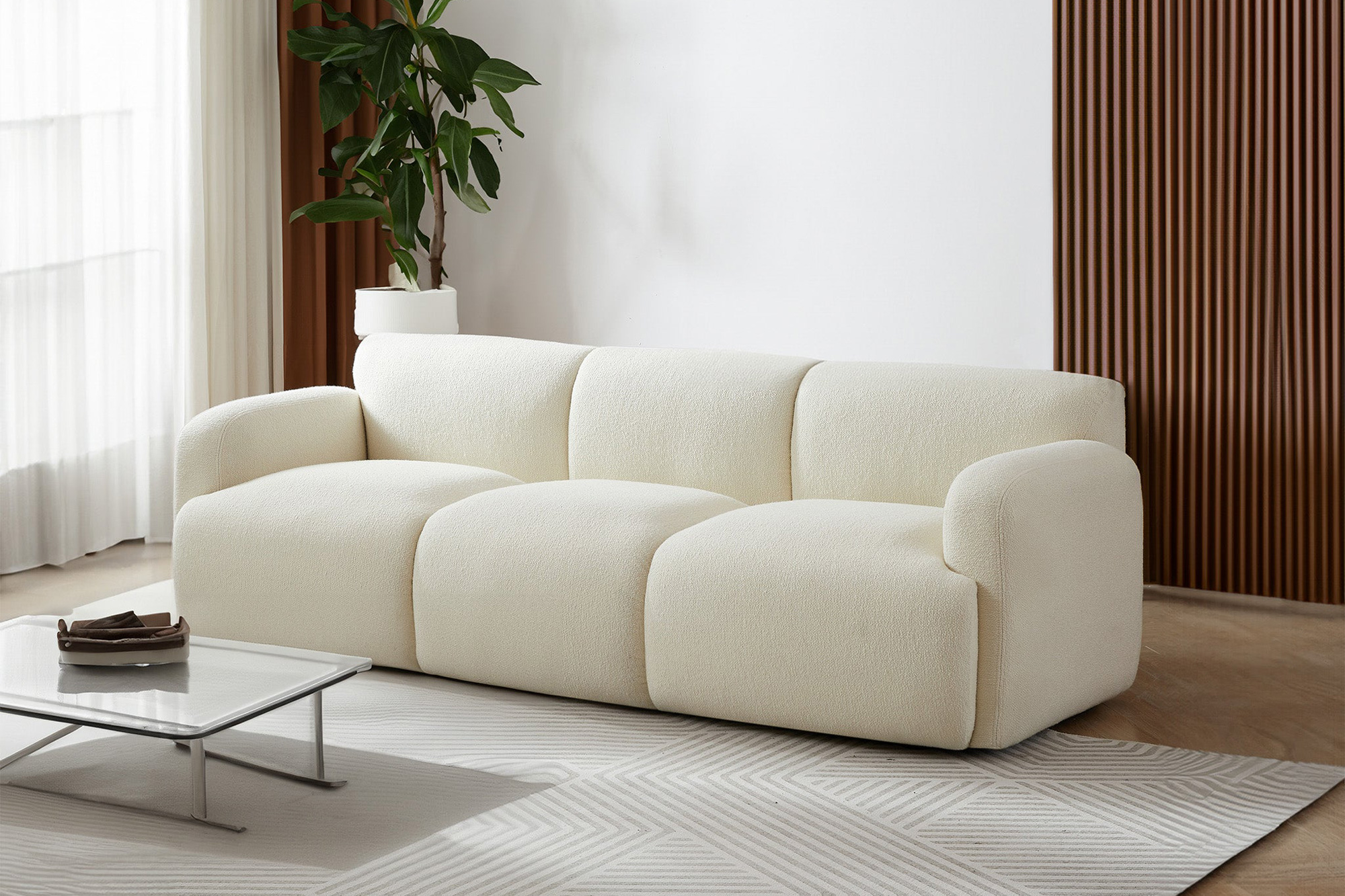 Ashcroft - Simone Boucle Sofa in Cream