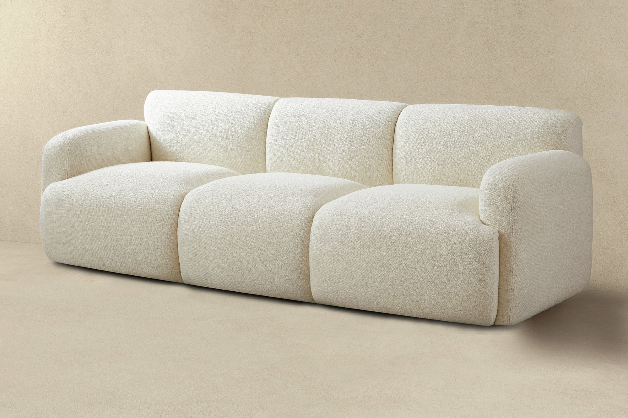 Ashcroft - Simone Boucle Sofa in Cream