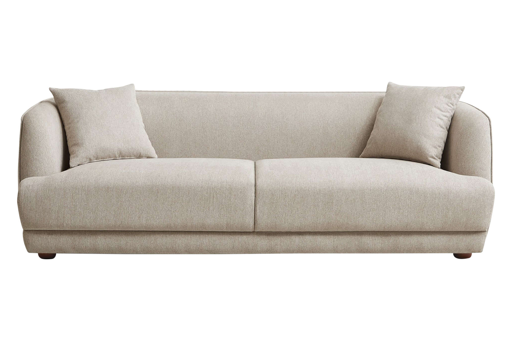 Ashcroft Larisa Mid-Century Modern Linen Sofa - Cream