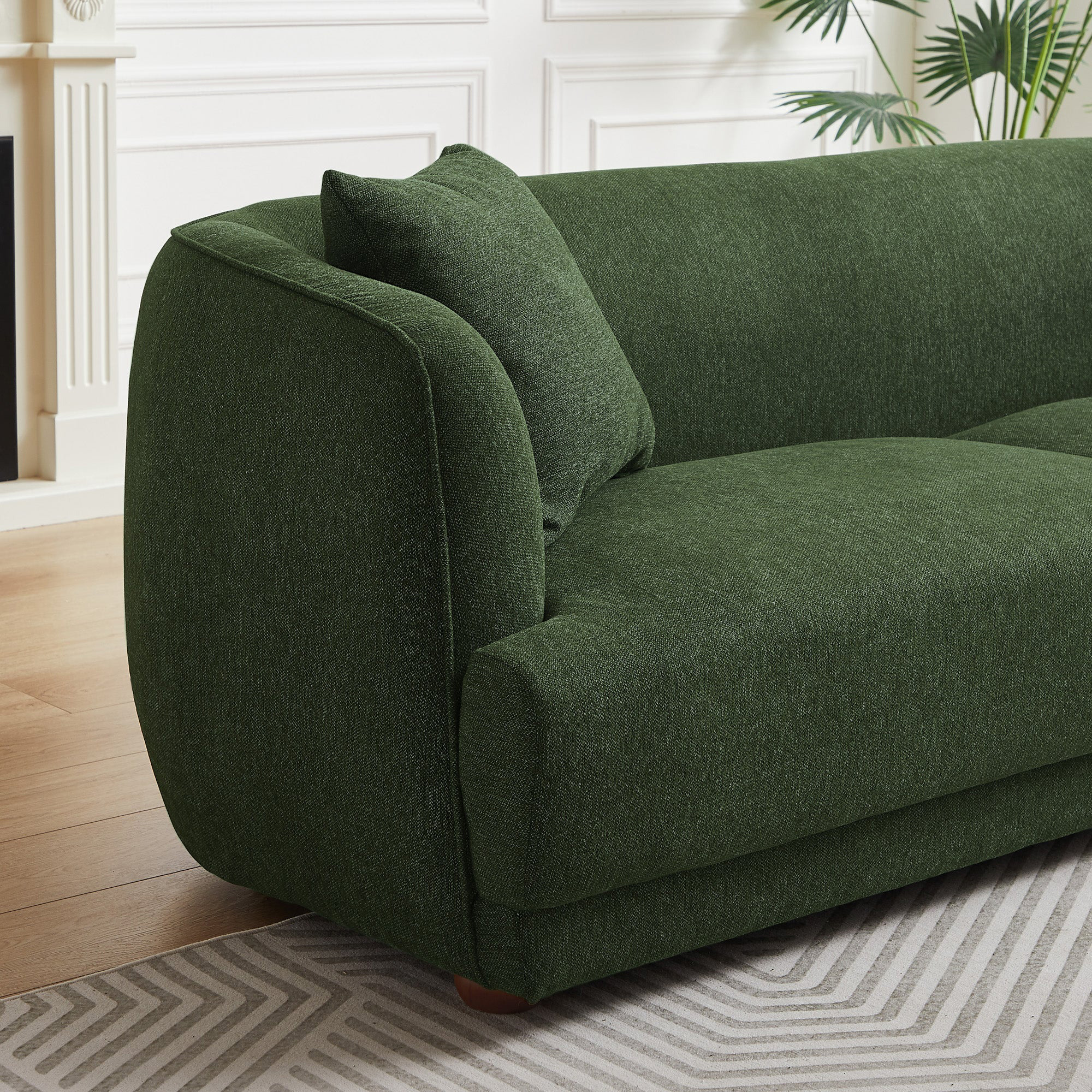 Ashcroft Larisa Mid-Century Modern Linen Sofa - Green