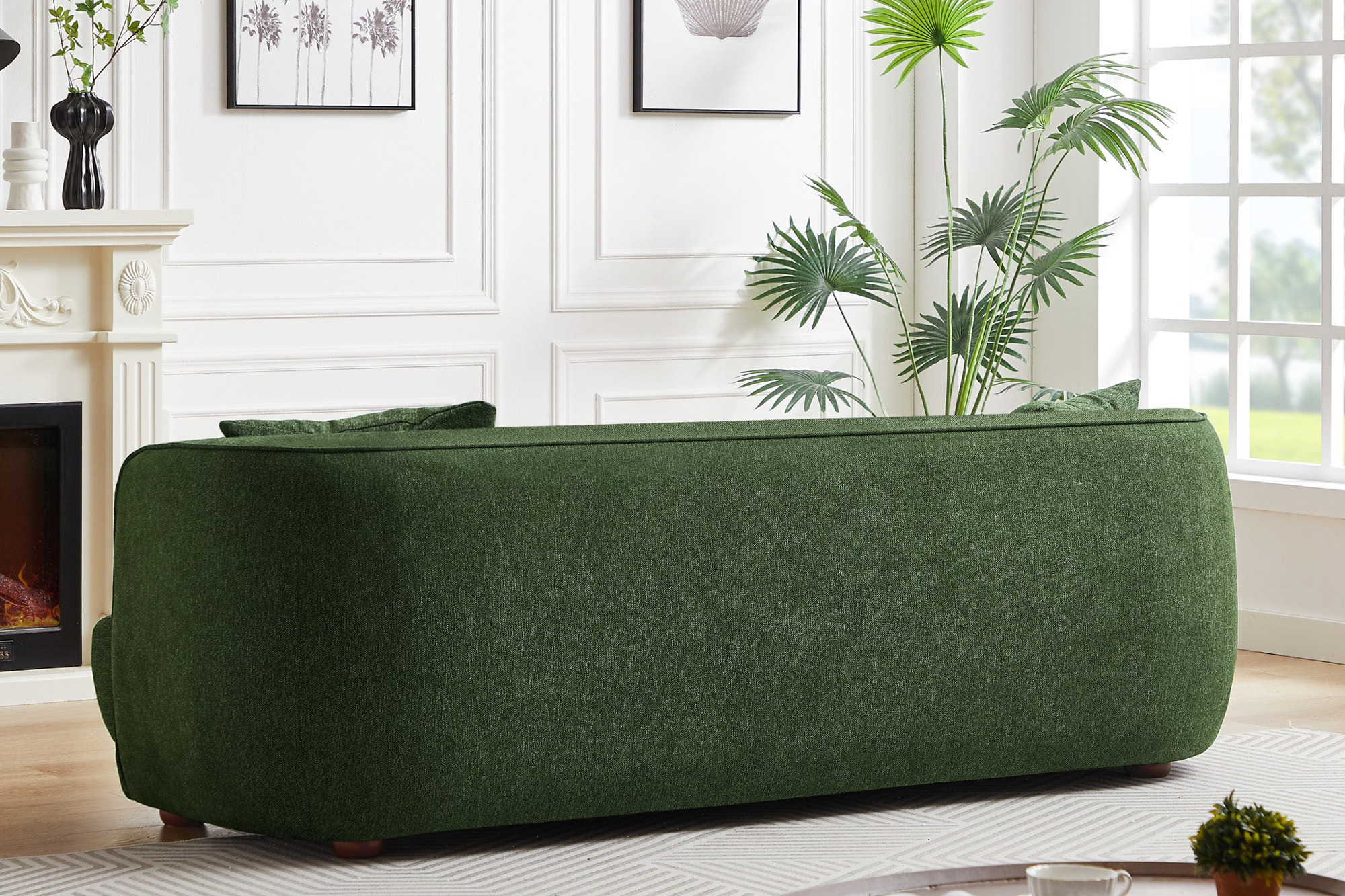 Ashcroft Larisa Mid-Century Modern Linen Sofa - Green