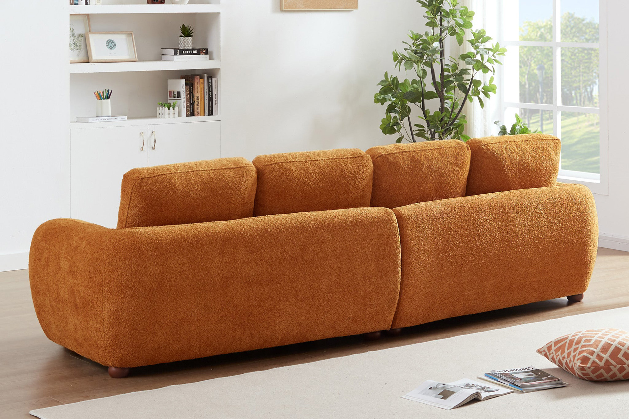 Ashcroft Paton 114.5" Boucle Fabric Sofa - Orange