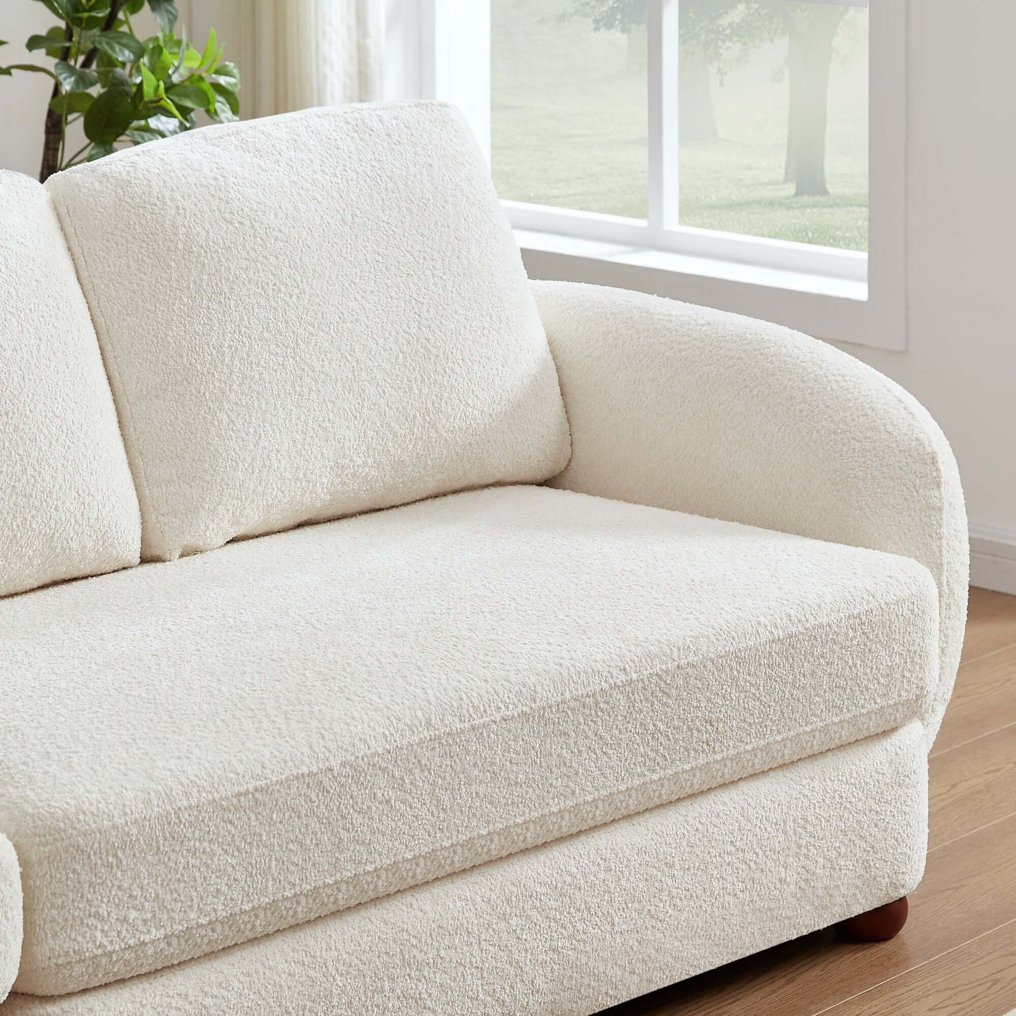 Ashcroft Paton 114.5" Boucle Fabric Sofa - Cream