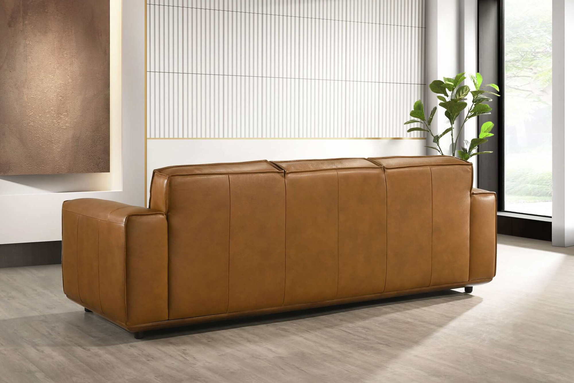 Ashcroft Hanky Genuine Leather Sofa - Tan