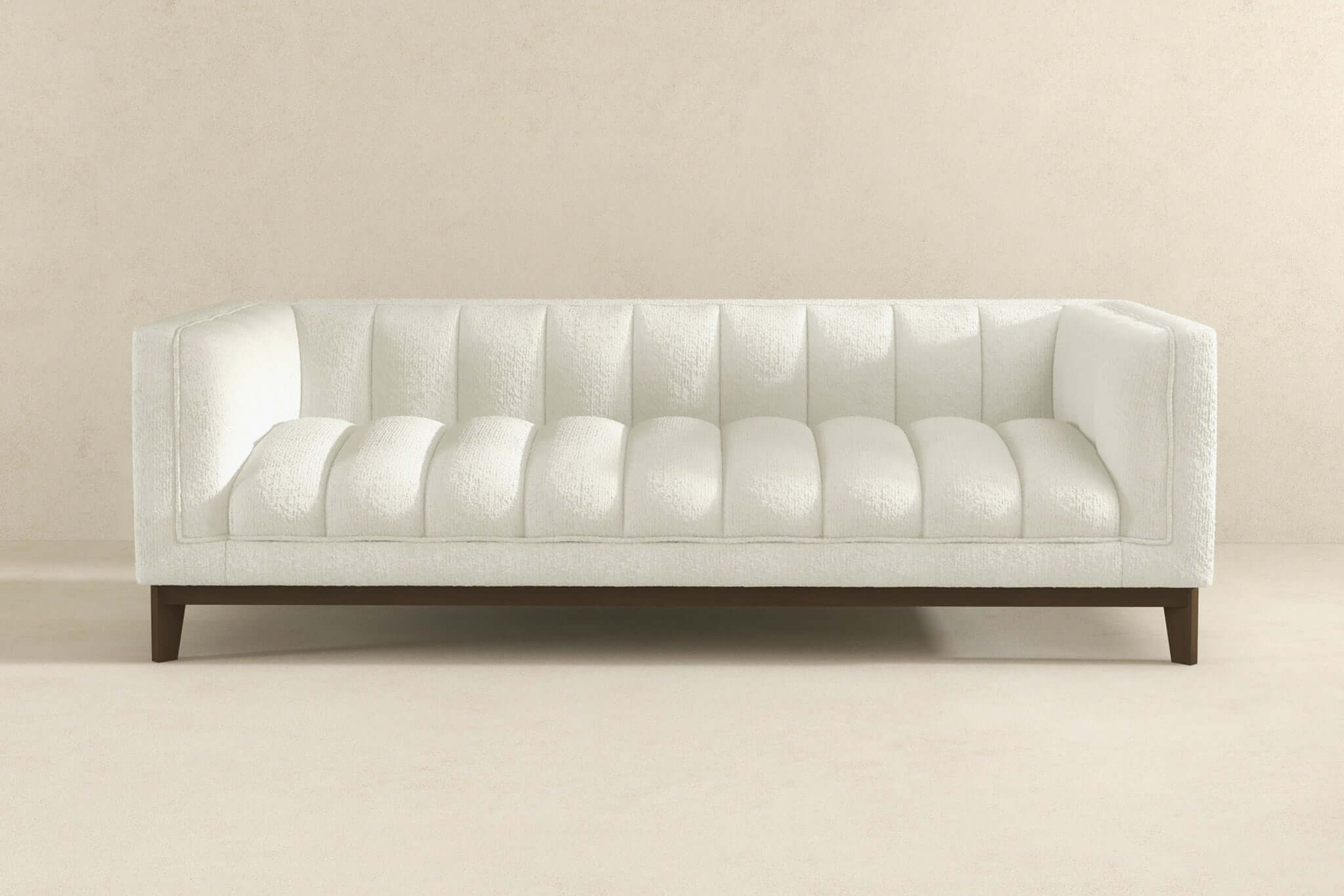 Ashcroft Melissa Mid-Century Boucle Modern Sofa - White