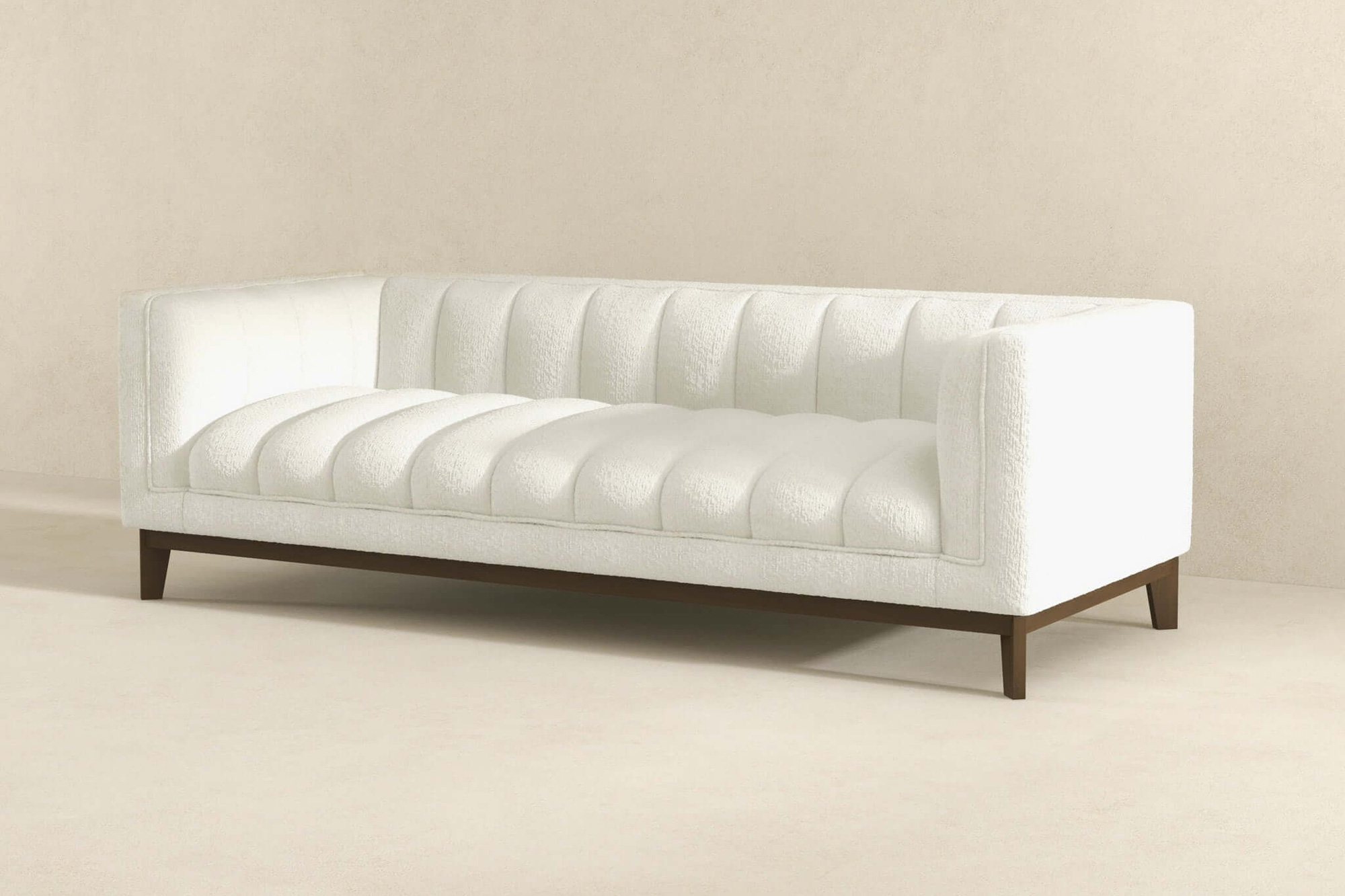 Ashcroft Melissa Mid-Century Boucle Modern Sofa - White