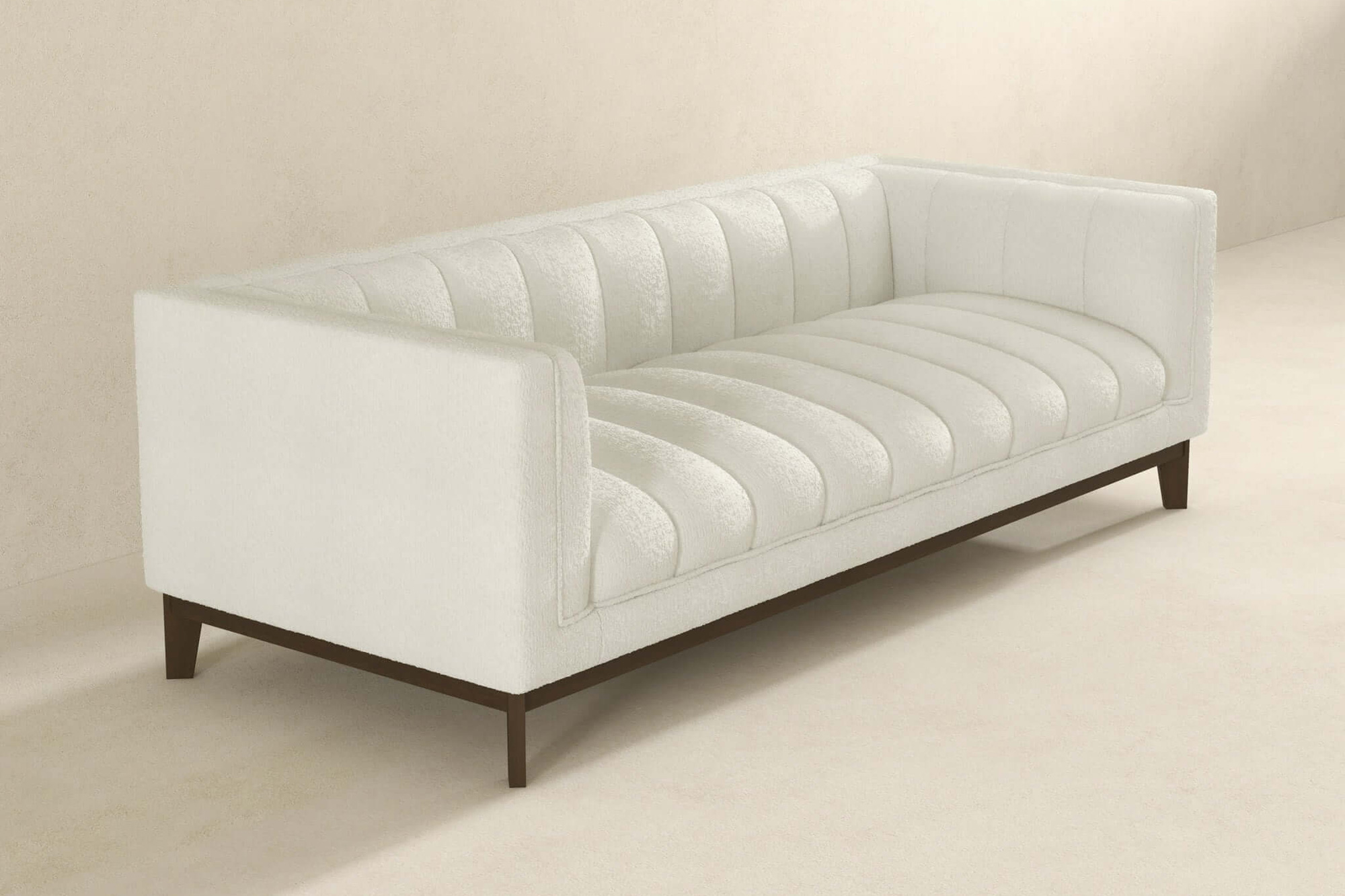 Ashcroft Melissa Mid-Century Boucle Modern Sofa - White