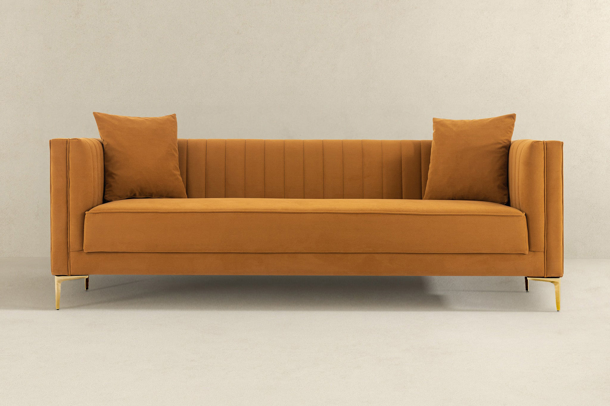 Ashcroft Angelina 91" Velvet Sofa - Cognac