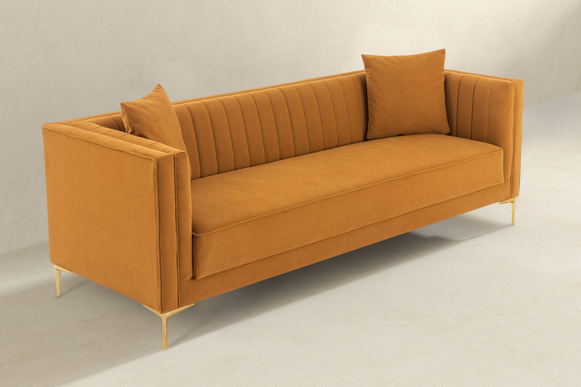 Ashcroft Angelina 91" Velvet Sofa - Cognac