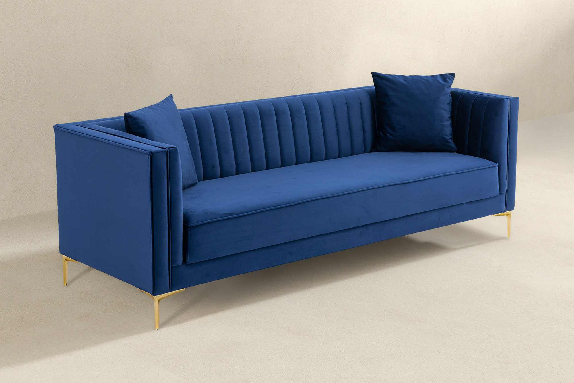 Ashcroft Angelina 91" Velvet Sofa - Dark Blue