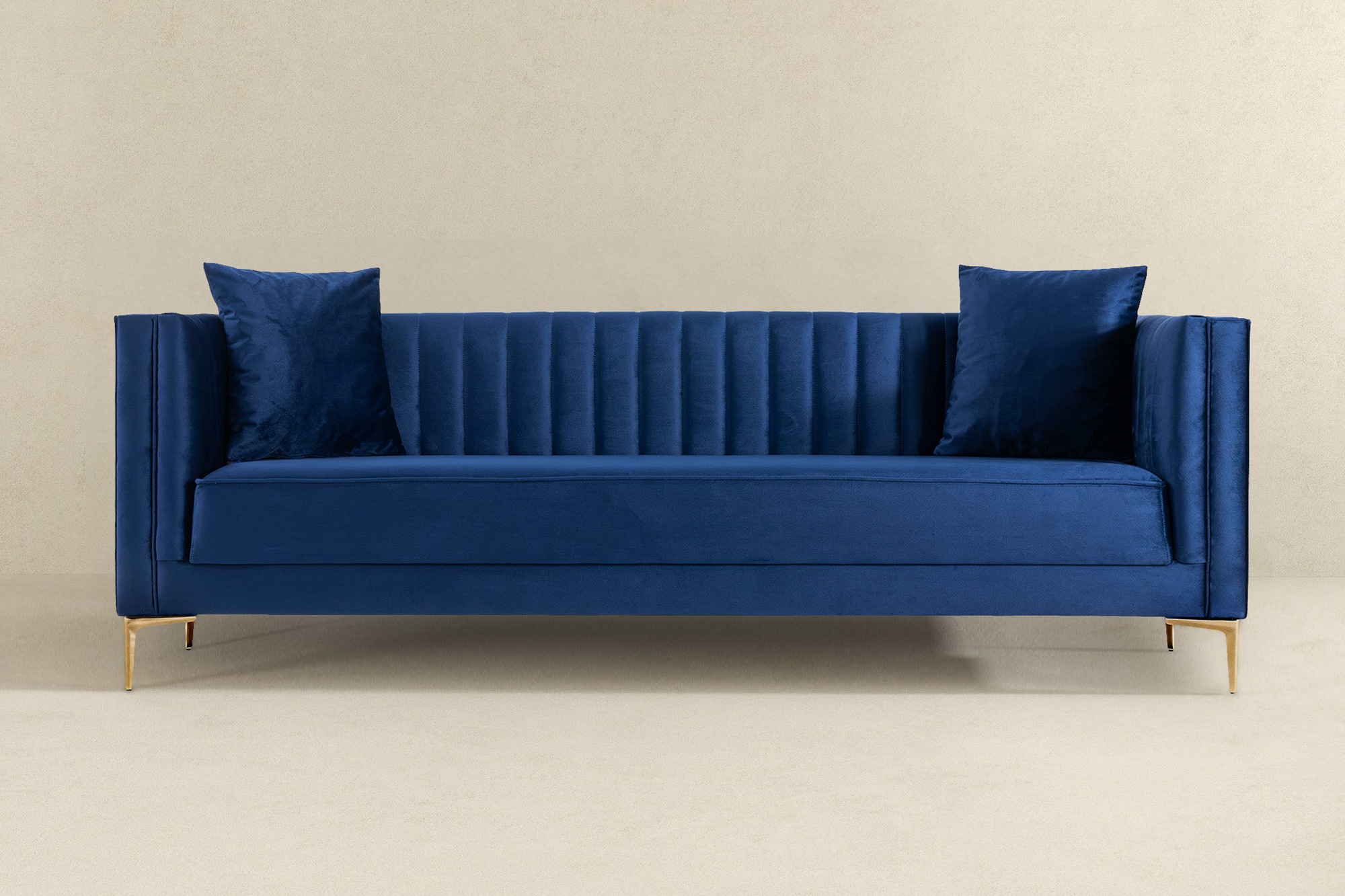 Ashcroft Angelina 91" Velvet Sofa - Dark Blue