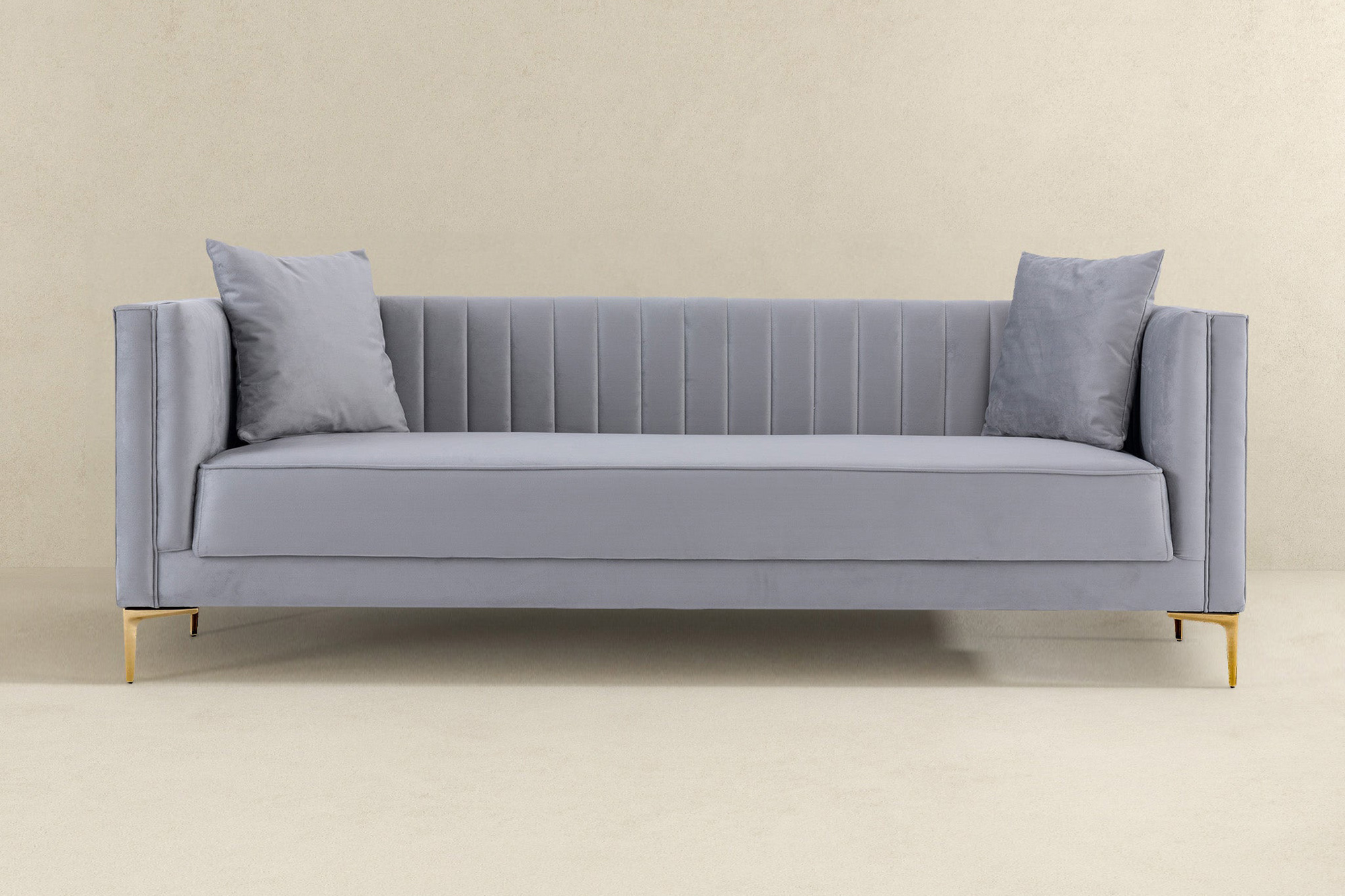 Ashcroft Angelina 91" Velvet Sofa - Light Gray