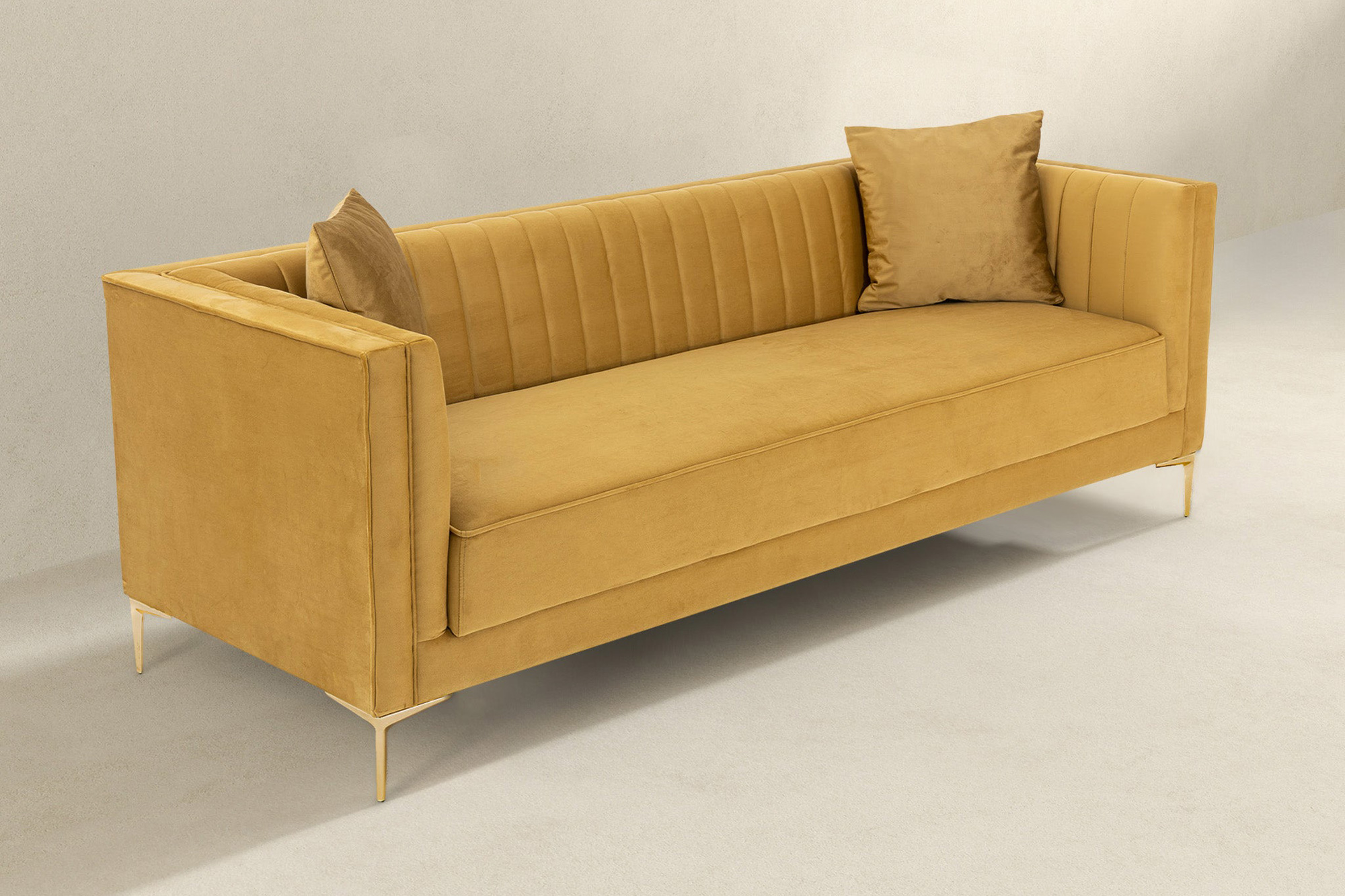 Ashcroft Angelina 91" Velvet Sofa - Yellow