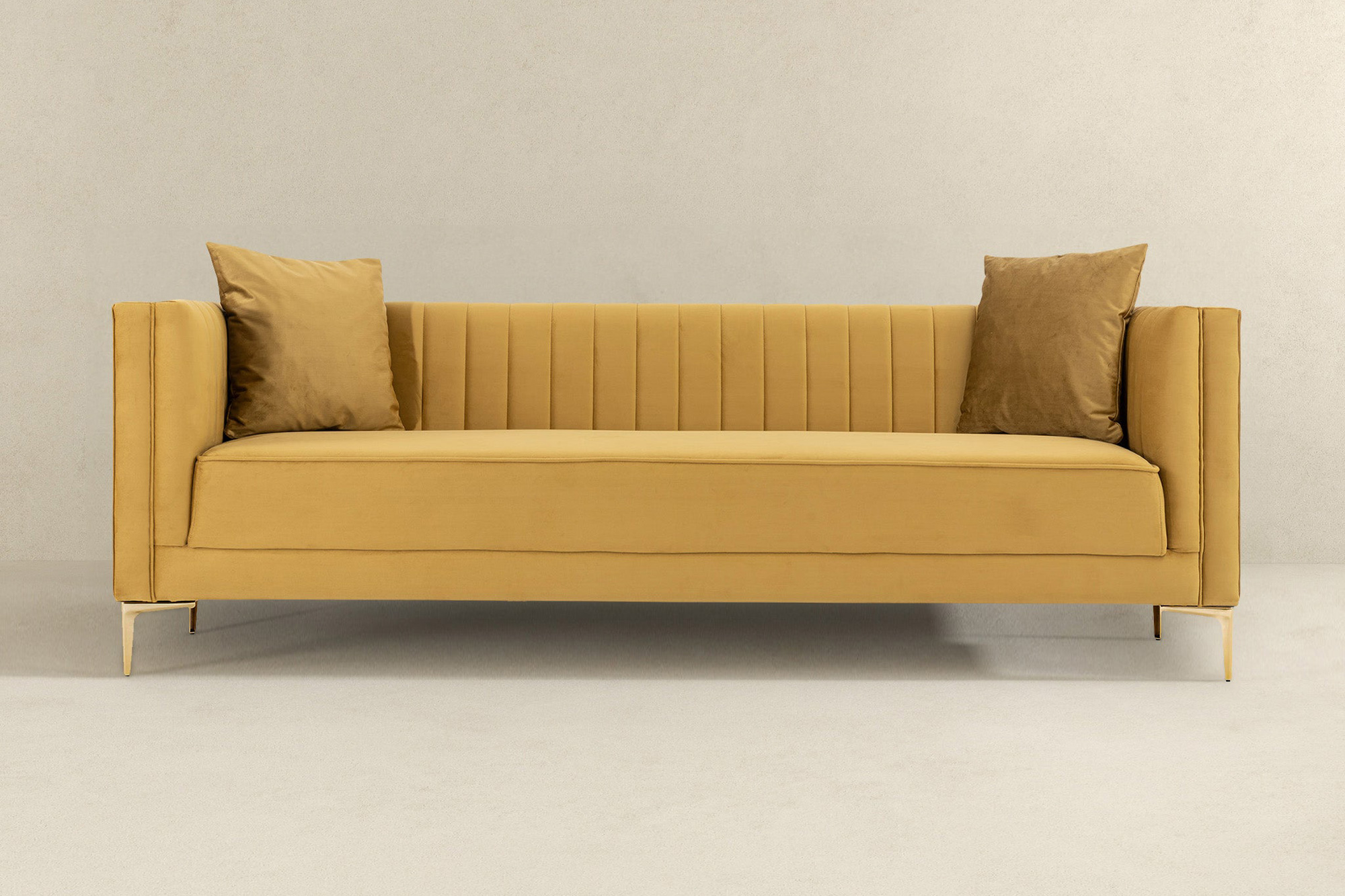 Ashcroft Angelina 91" Velvet Sofa - Yellow