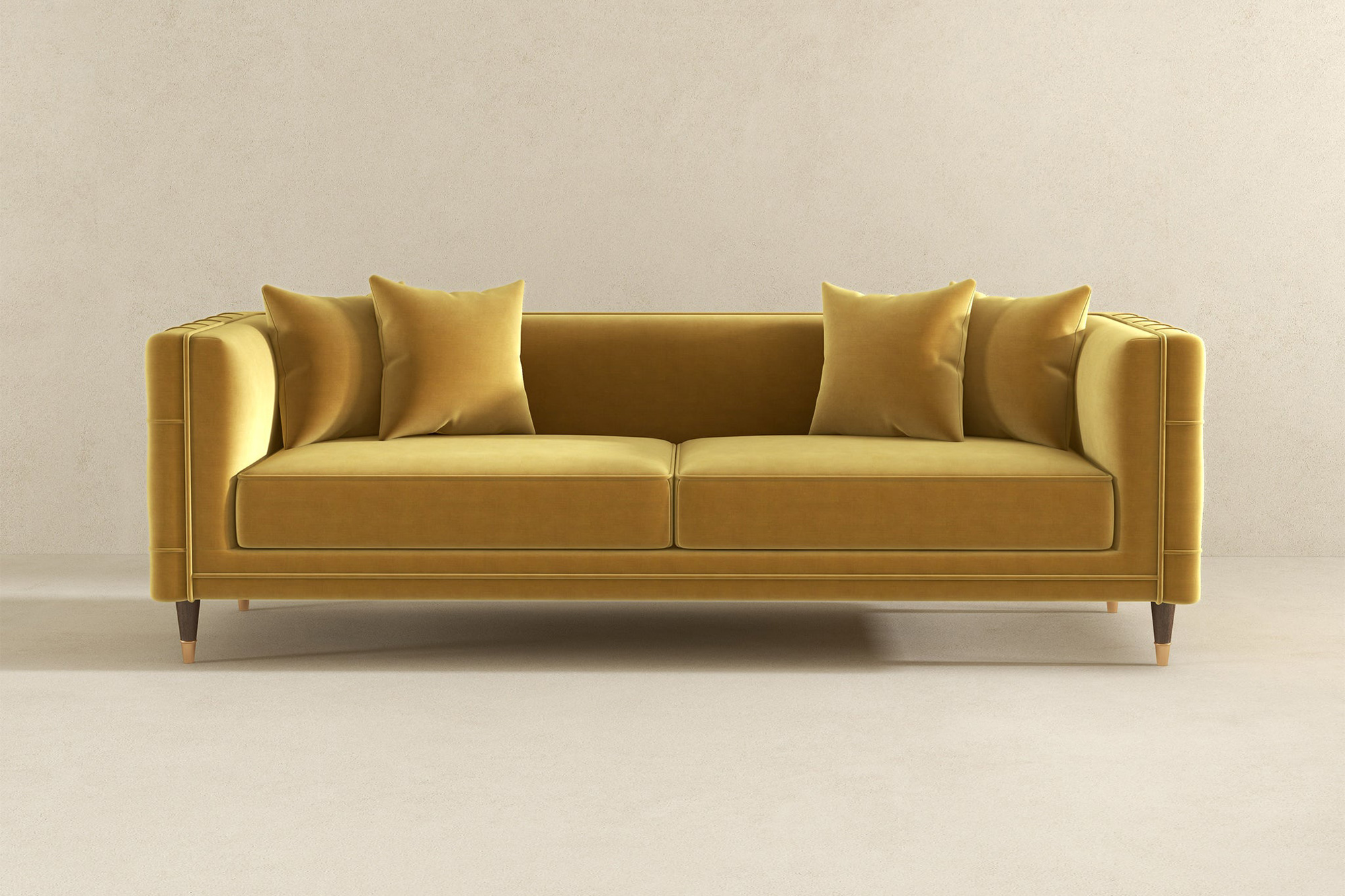 Ashcroft Edward Velvet Sofa - Mustard