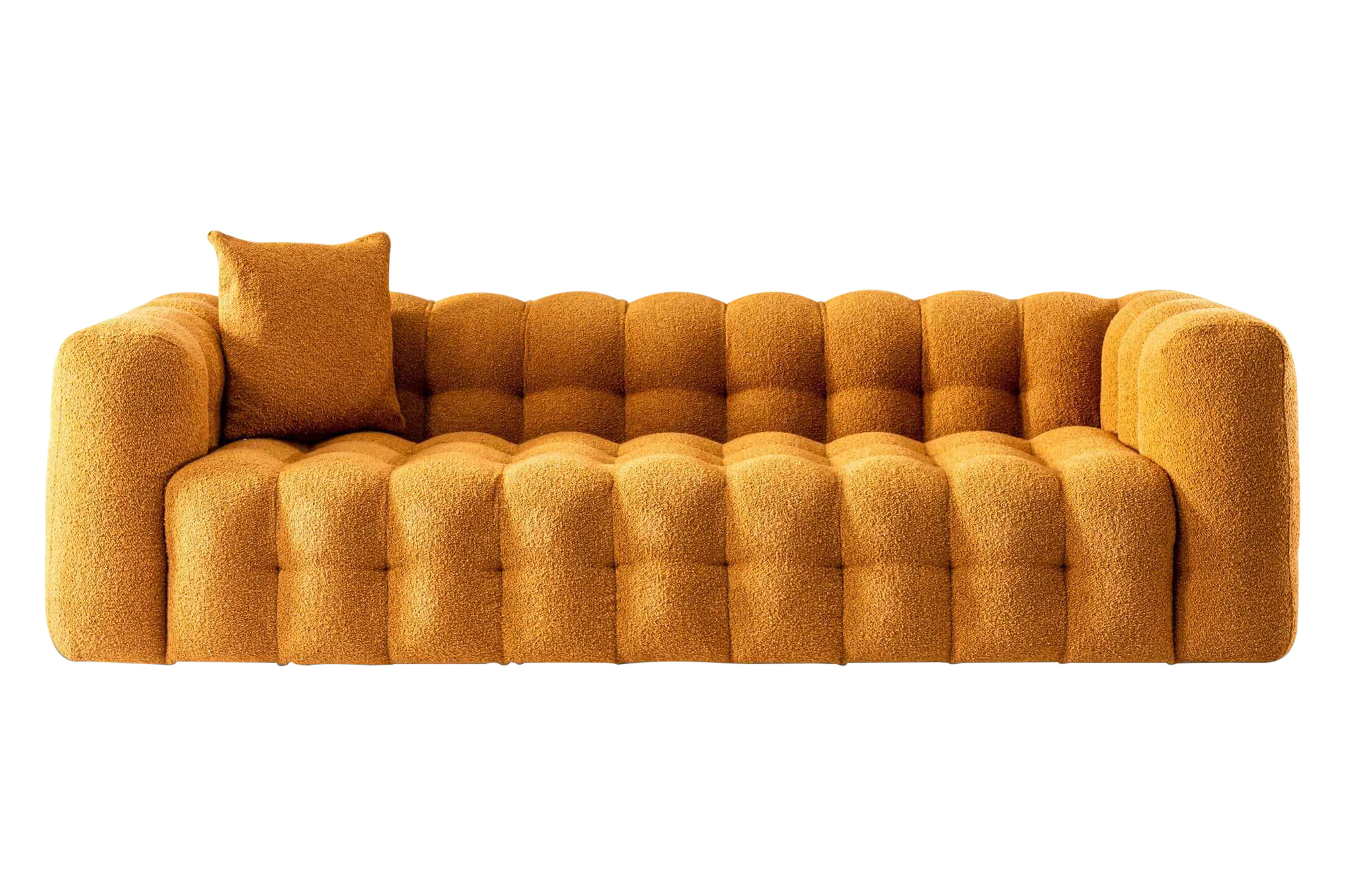 Ashcroft Eden Modern Tufted Chesterfield Boucle Fabric Sofa - Orange