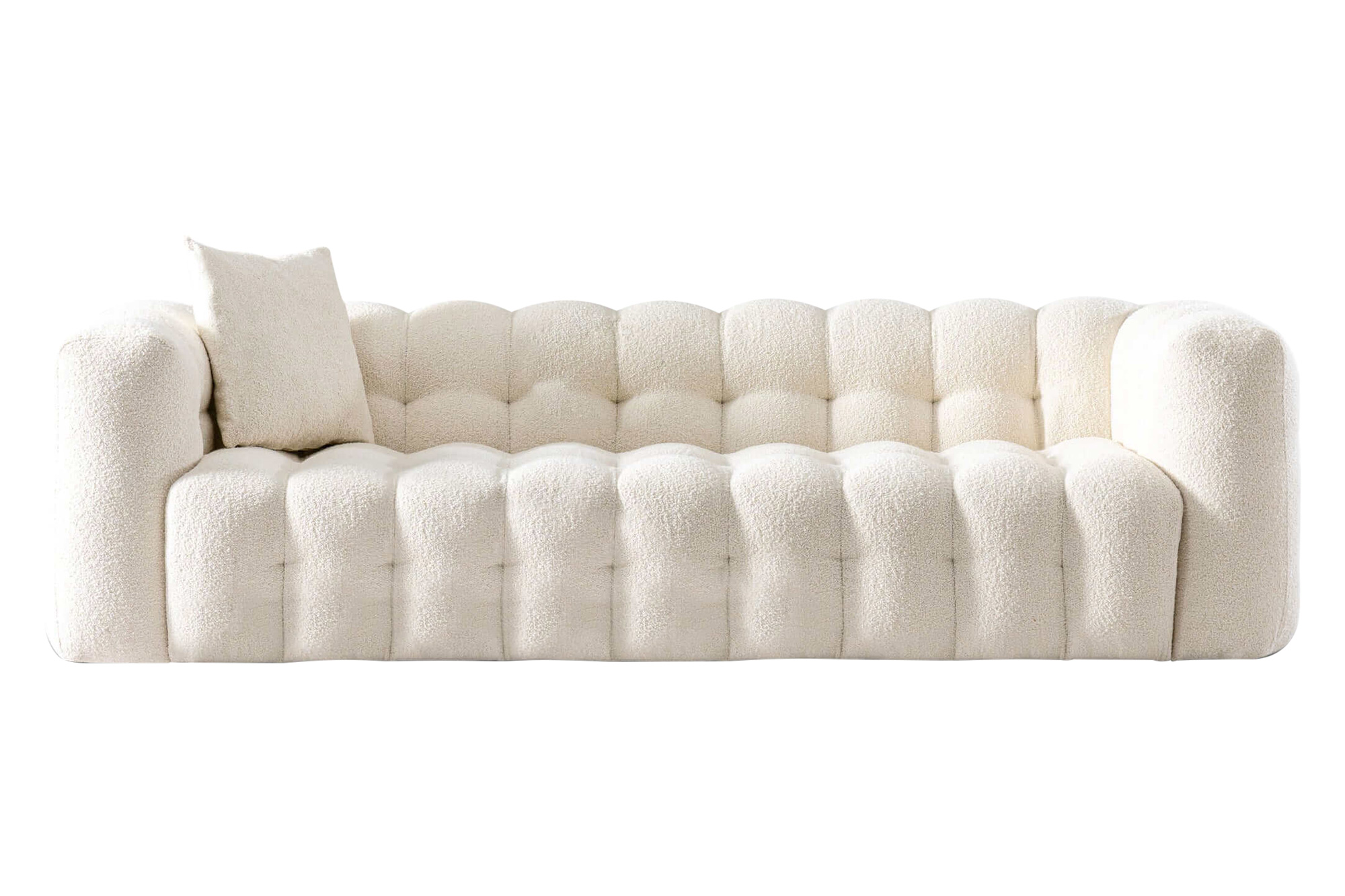 Ashcroft Eden Modern Tufted Chesterfield Boucle Fabric Sofa - Cream