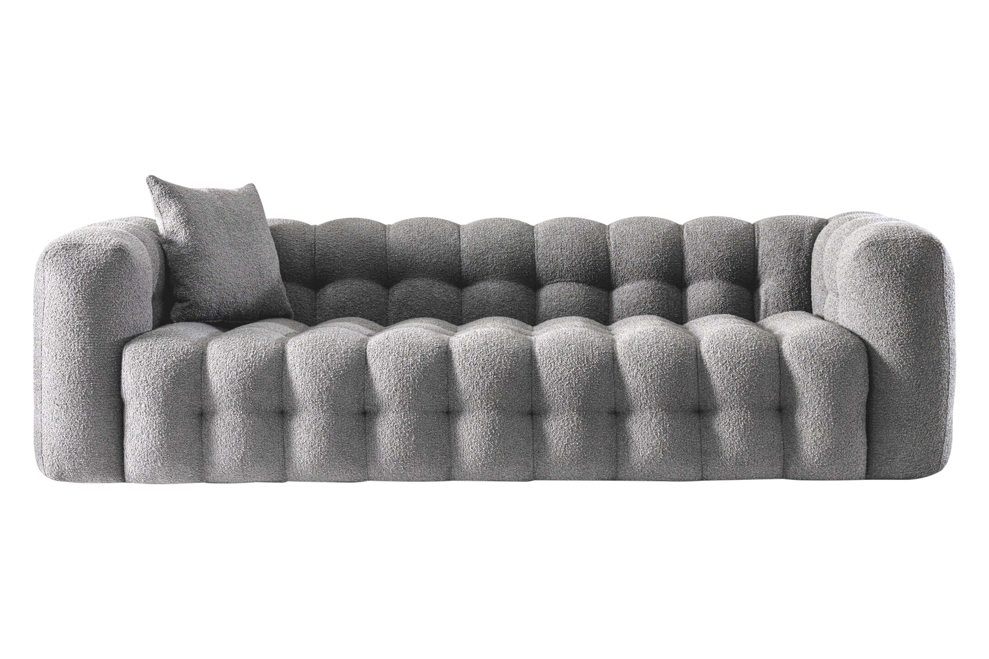 Ashcroft Eden Modern Tufted Chesterfield Boucle Fabric Sofa - Gray